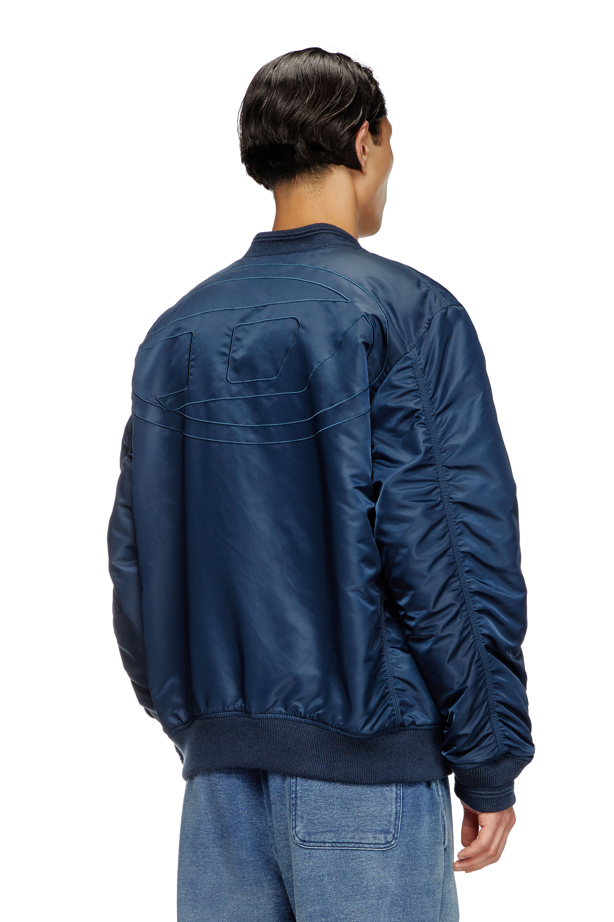 Diesel - J-HELD, Male's Bomber in padded nylon with Oval D in ブルー - 5