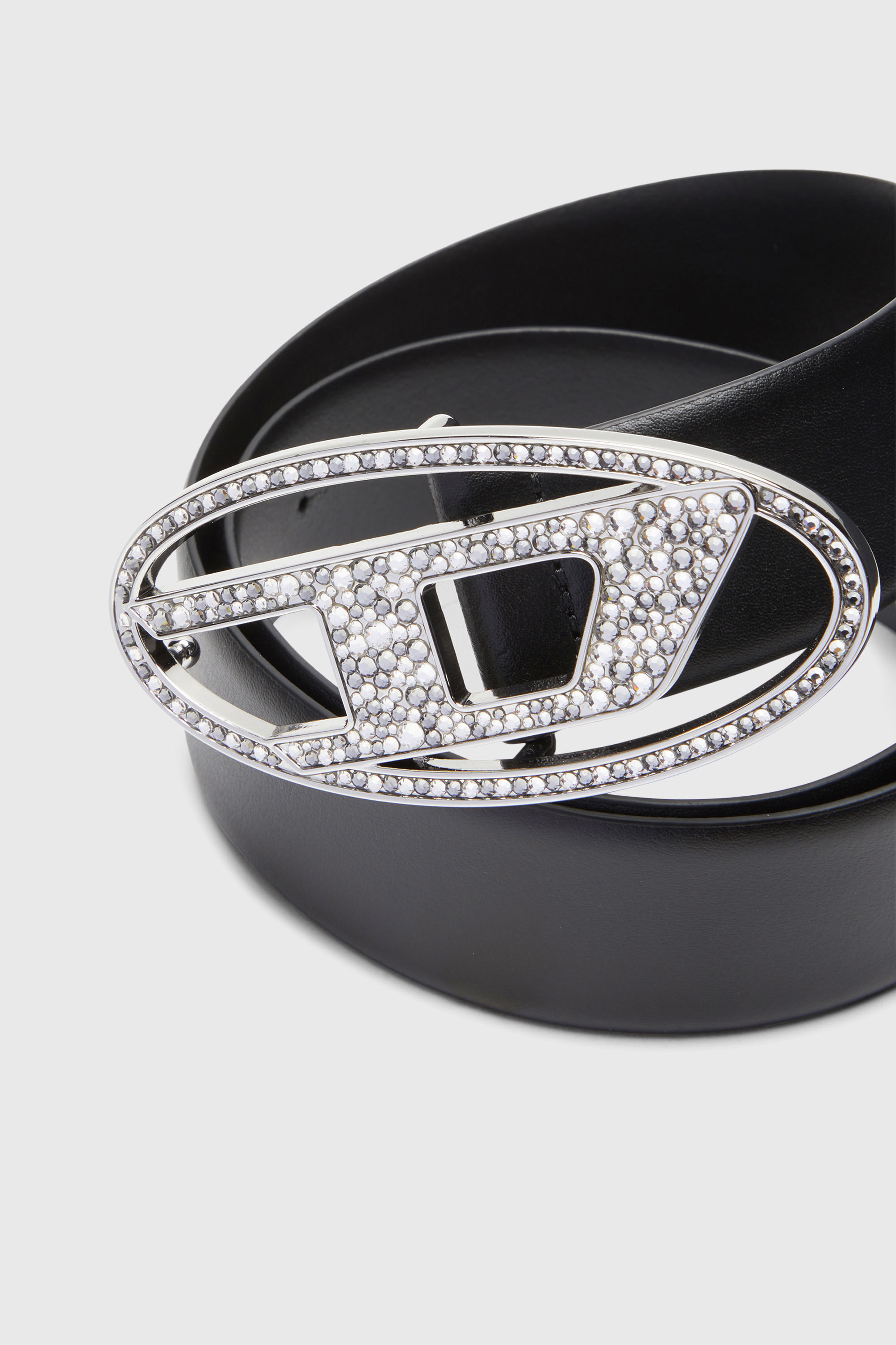 B-1DR STRASS 4cm Leather belt with crystal buckle｜ブラック