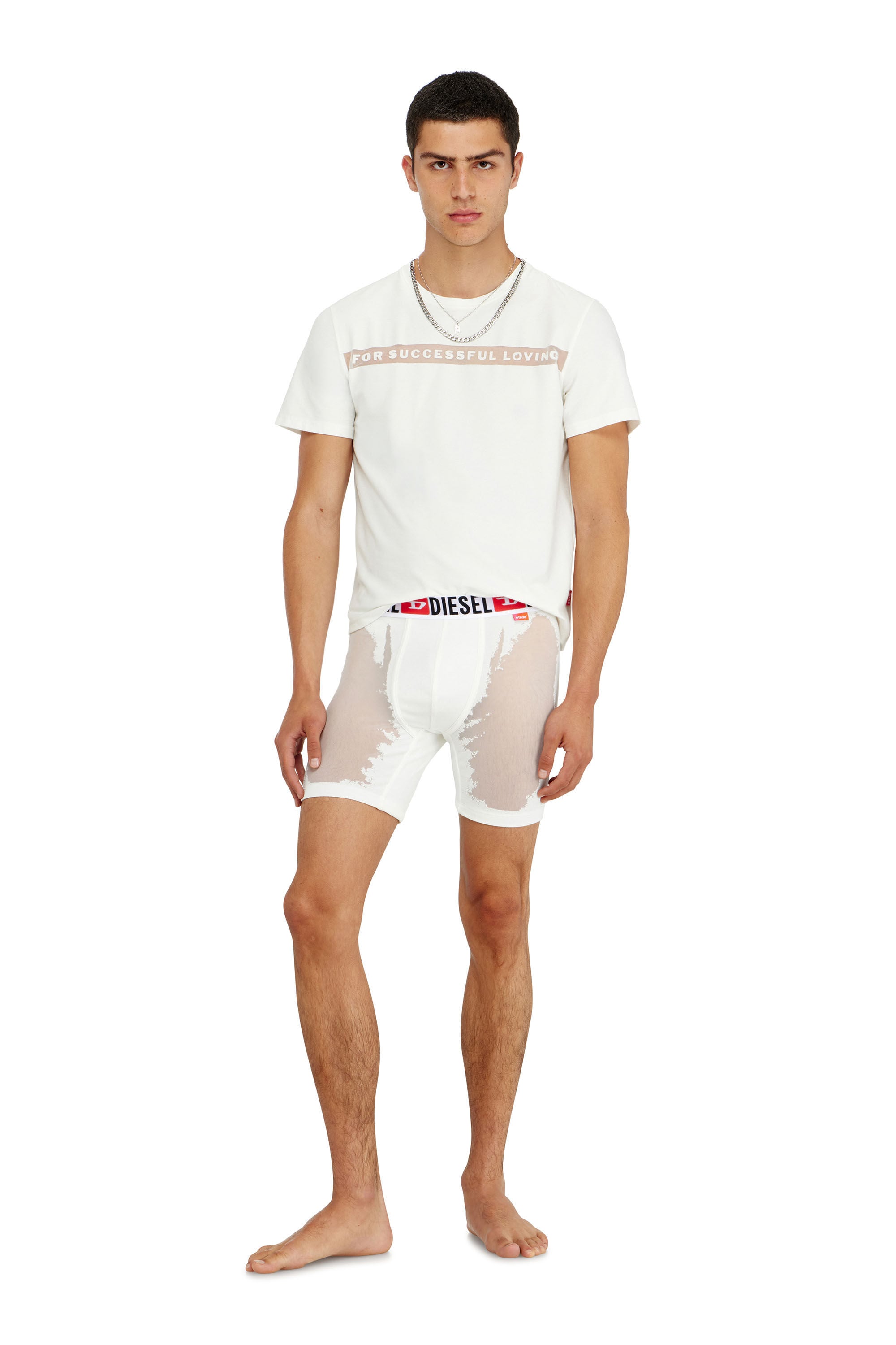 Diesel - PR-MAX-D-CORE, Male's Boxer briefs with sheer devor&eacute; effect in ホワイト - 3