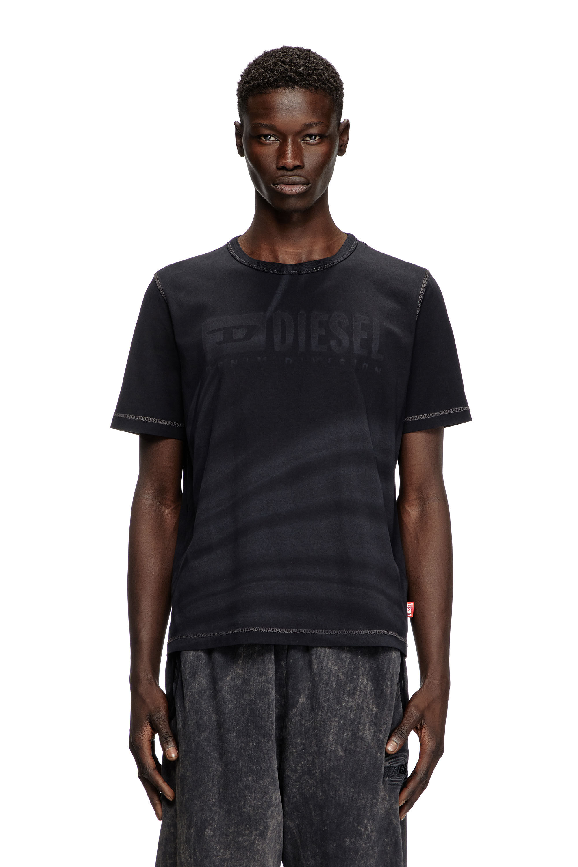 Diesel - T-ADJUST-R13, Male's Laser-faded logo T-shirt in ブラック - 3