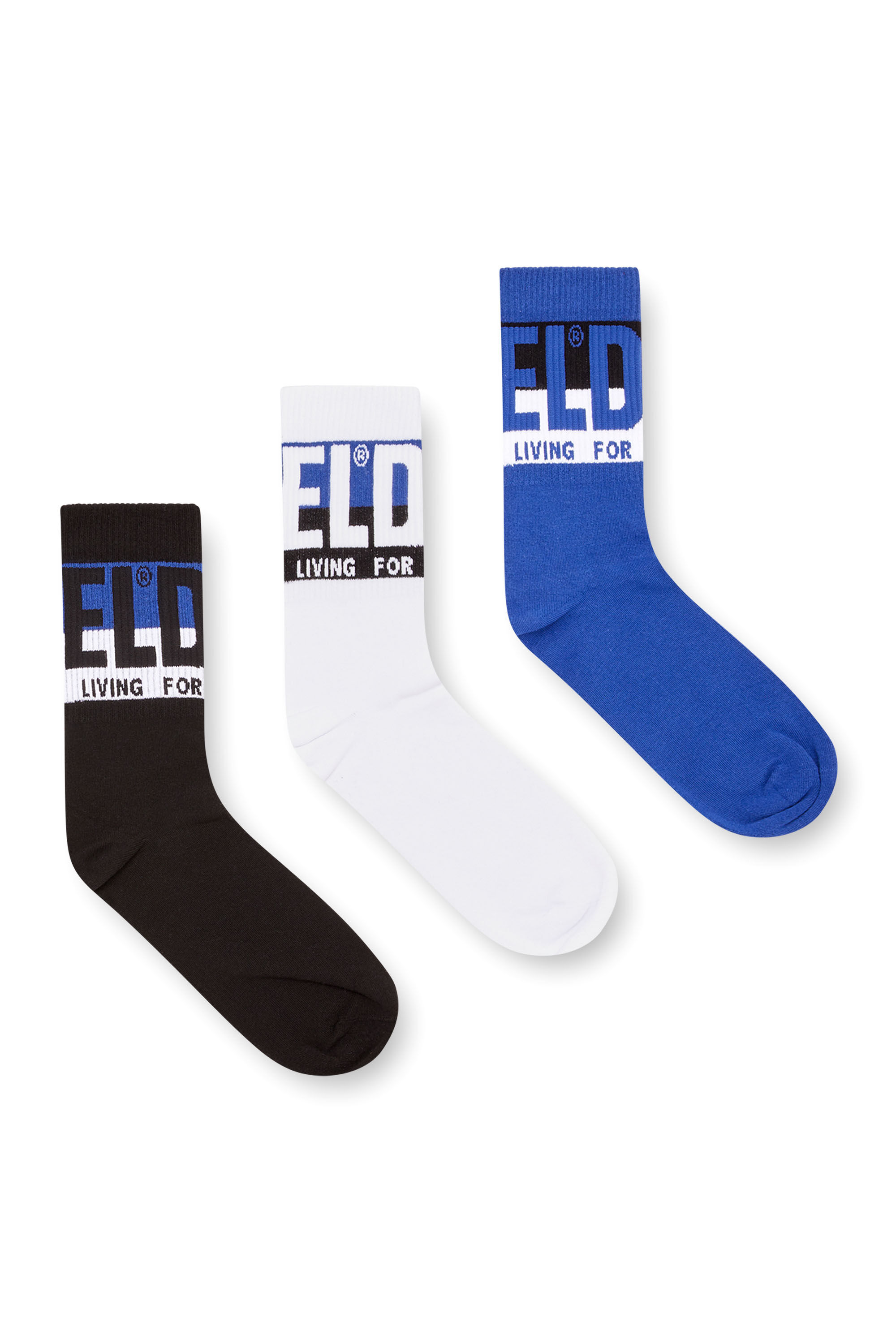 SKM-RAY-THREEPACK 3-pack of socks with logo cuffs｜マルチ