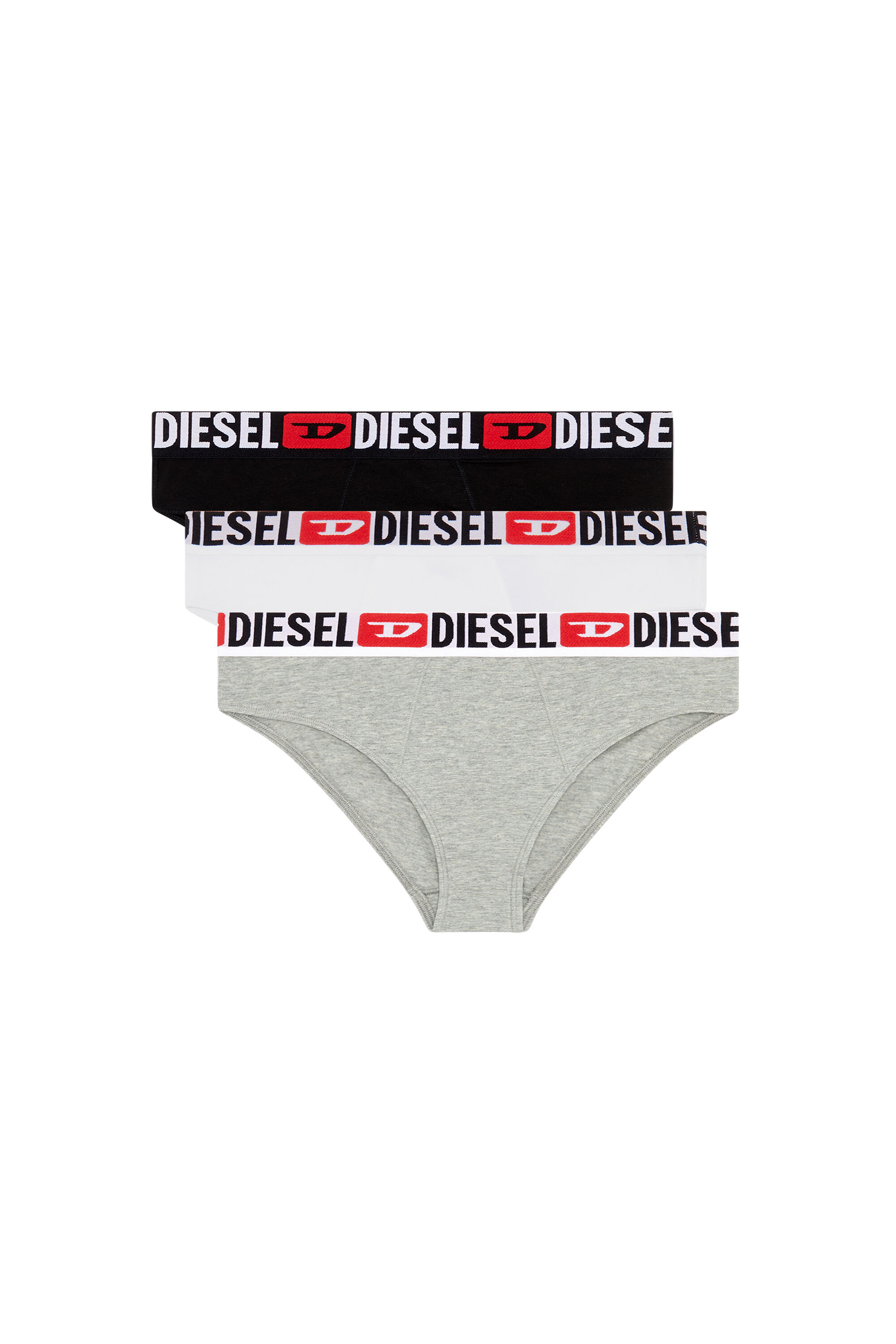 Diesel - UFPN-BLANCA-R-THREEPACK, Female's Three-pack ribbed high-waisted briefs in グレー/ホワイト - 2