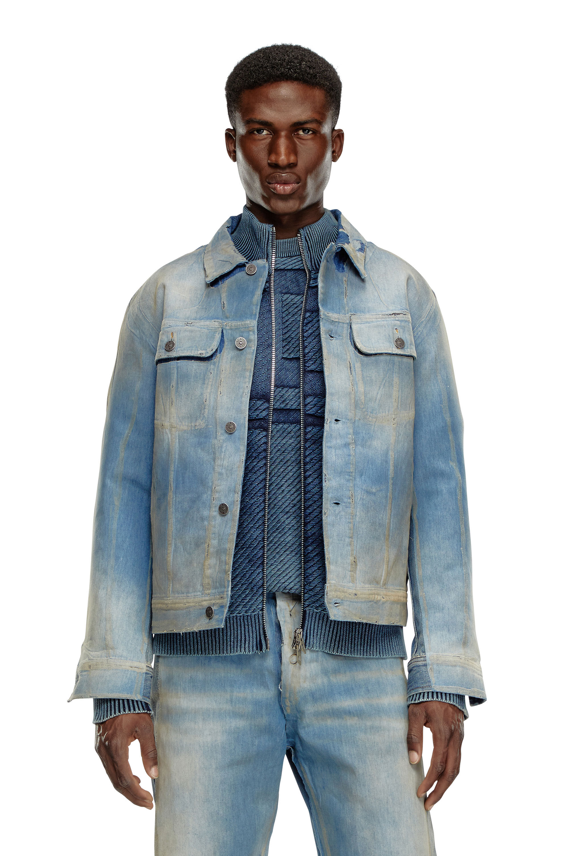 D-BARCY-S3 Trucker jacket in peel-off denim｜ブルー｜メンズ｜DIESEL
