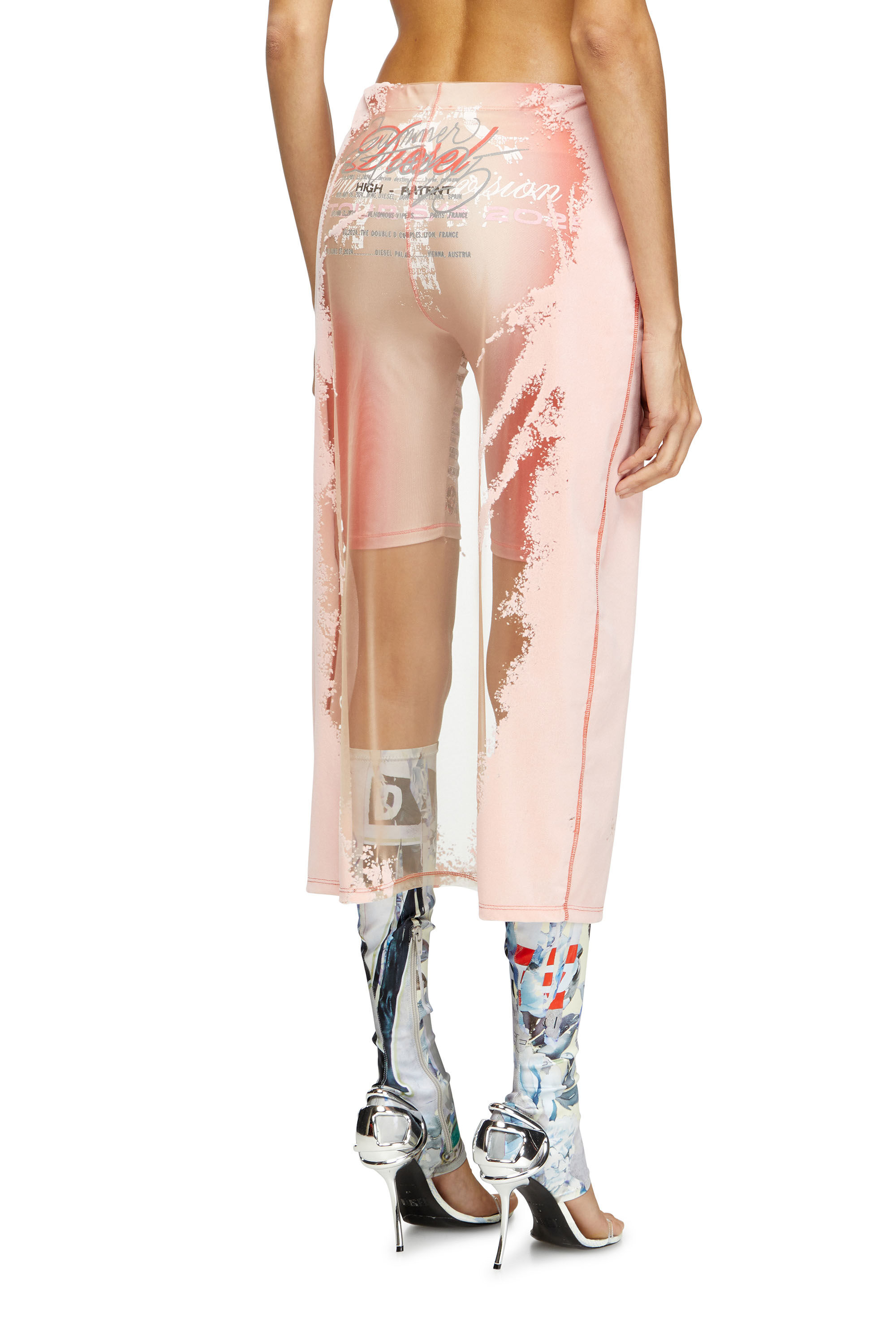 Diesel - O-LYAC, Female's Layered midi skirt with lyrics print in フェースパウダー - 4