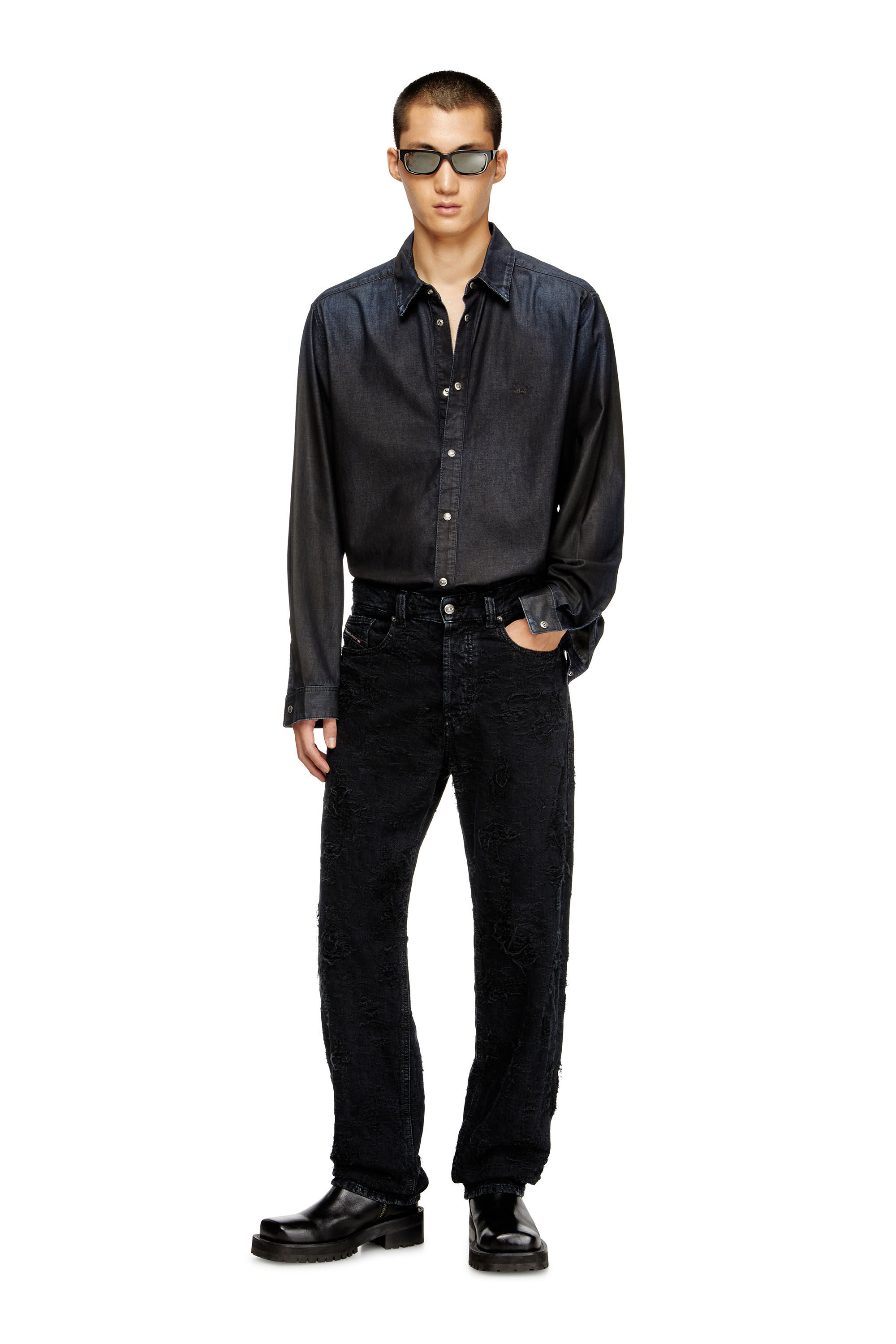 Diesel - Male's Regular Jeans 2024 D-Macs 007BW, ブラック/ダークグレー - 1
