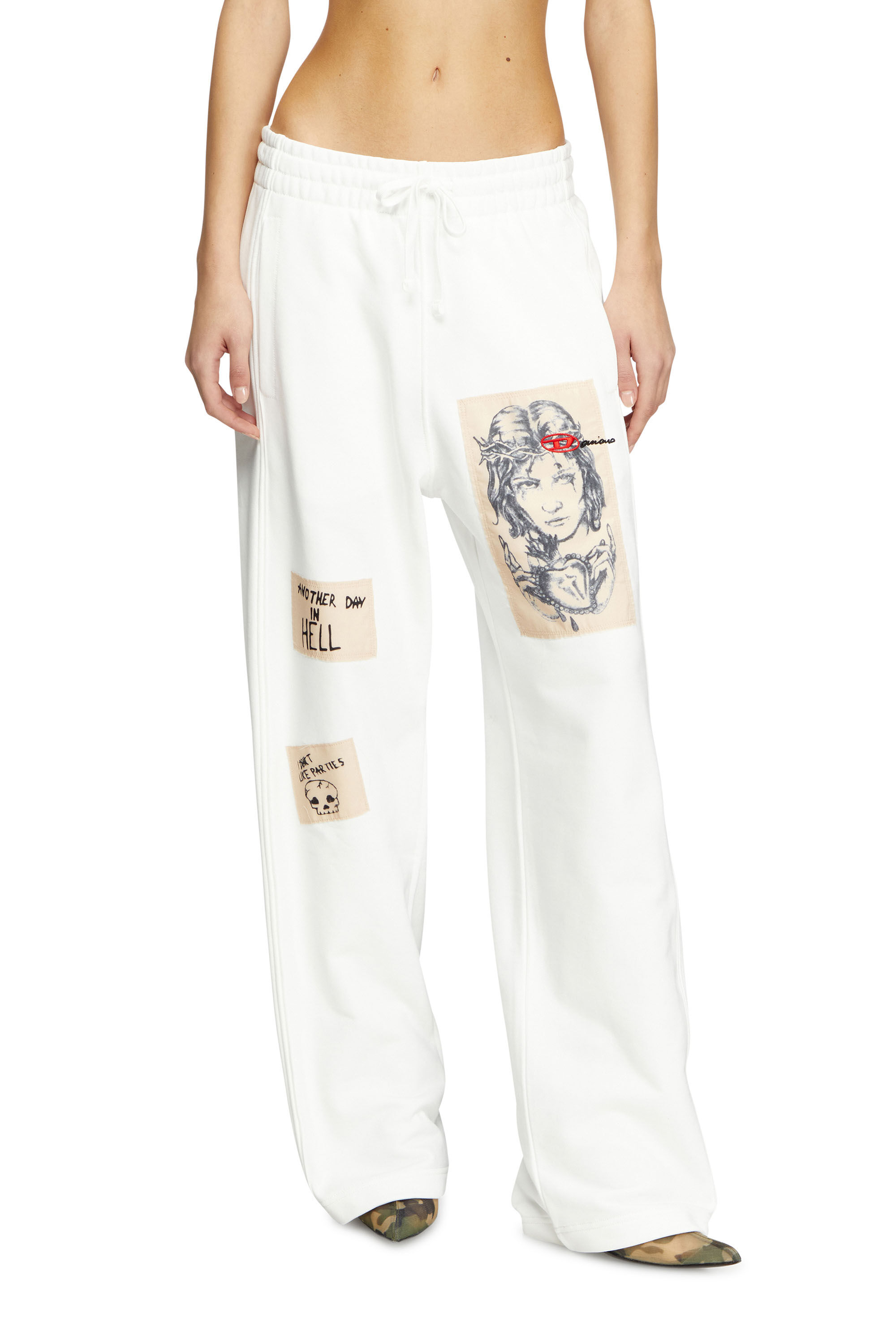 Diesel - P-MARTYANS-DD, Unisex's Track pants with tattoo patches in ホワイト - 6