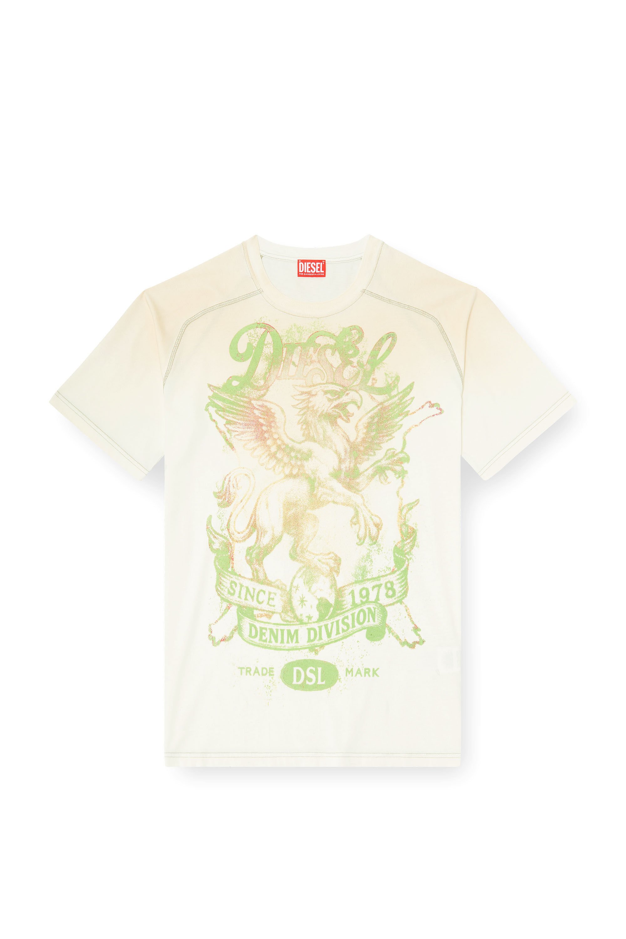 Diesel - T-GRIFFO, Male's T-shirt with griffin print in グリーン/ホワイト - 2