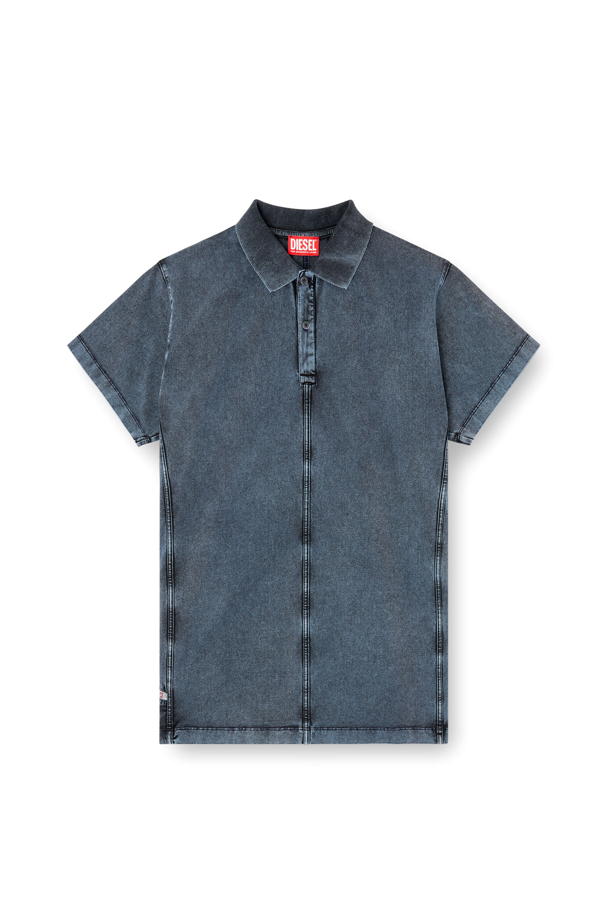 Diesel - T-NOMELY, Male's Polo shirt in denim-look jersey in ダークブルー - 2