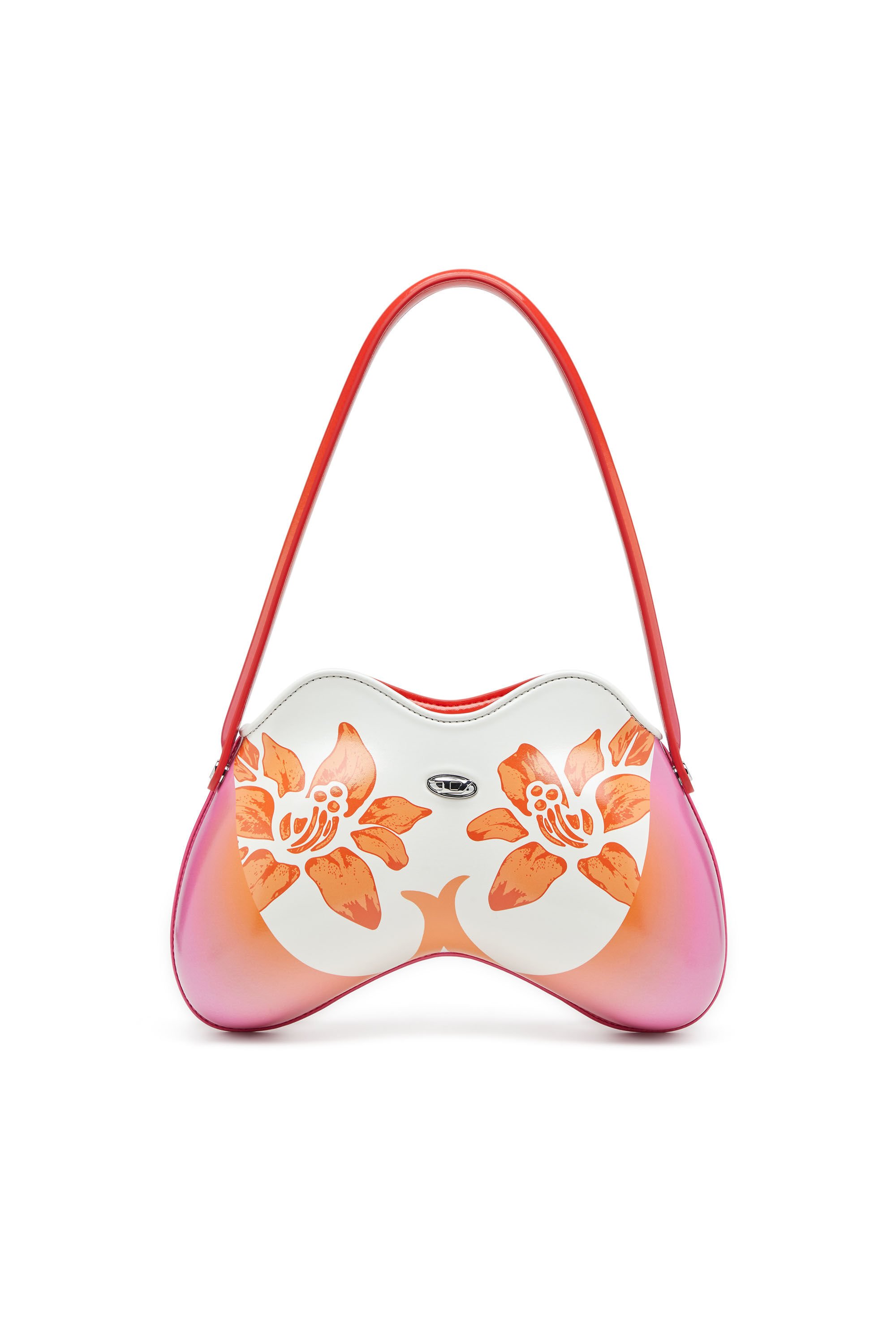Diesel - K.G. DOUBLE-D SHOULDER, Female's Double-D-Glossy shoulder bag with lotus print in ホワイト/ピンク - 2