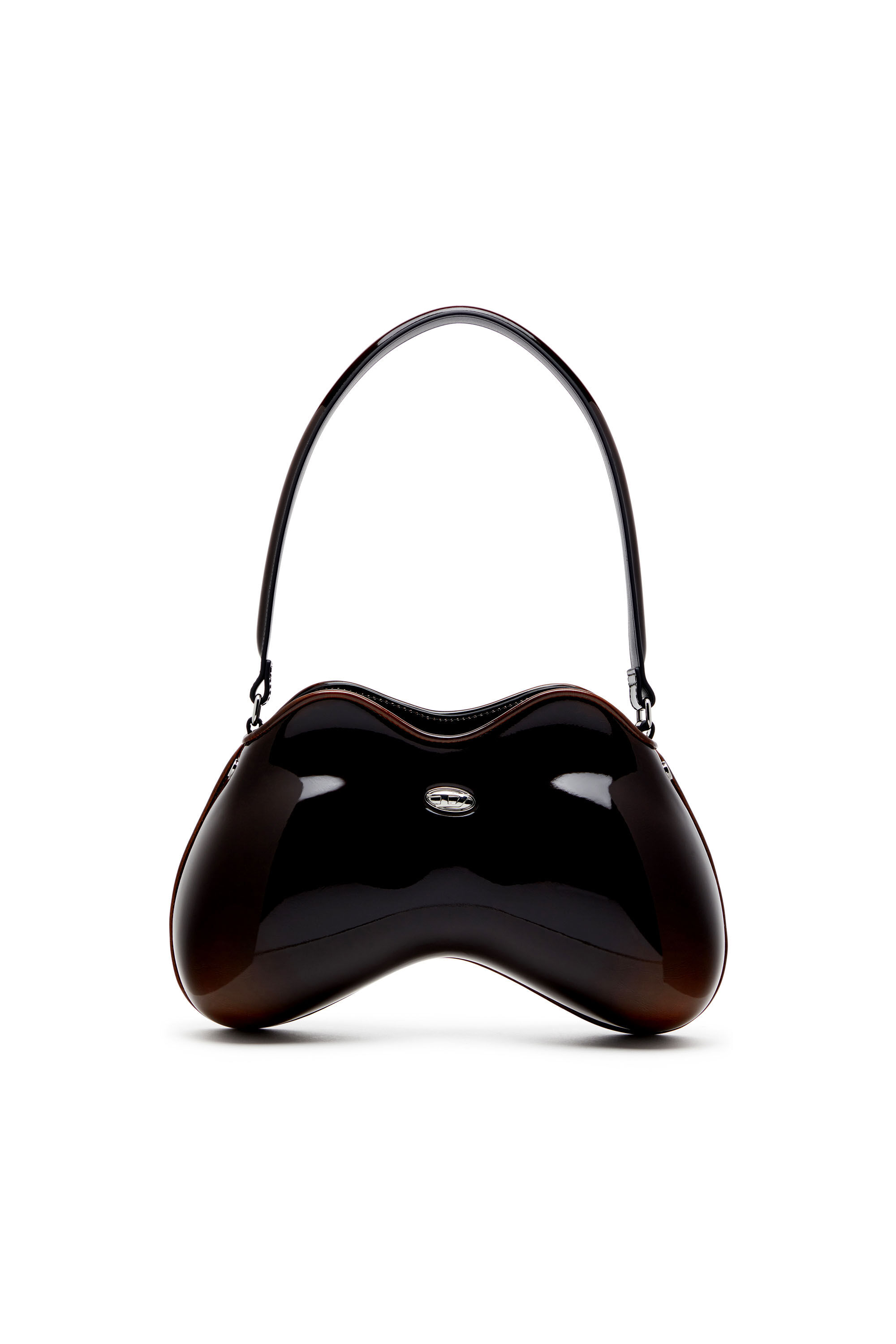 Diesel - DOUBLE-D SHOULDER, Female's Rigid shoulder bag in dégradé glossy PU in ブラウン - 2