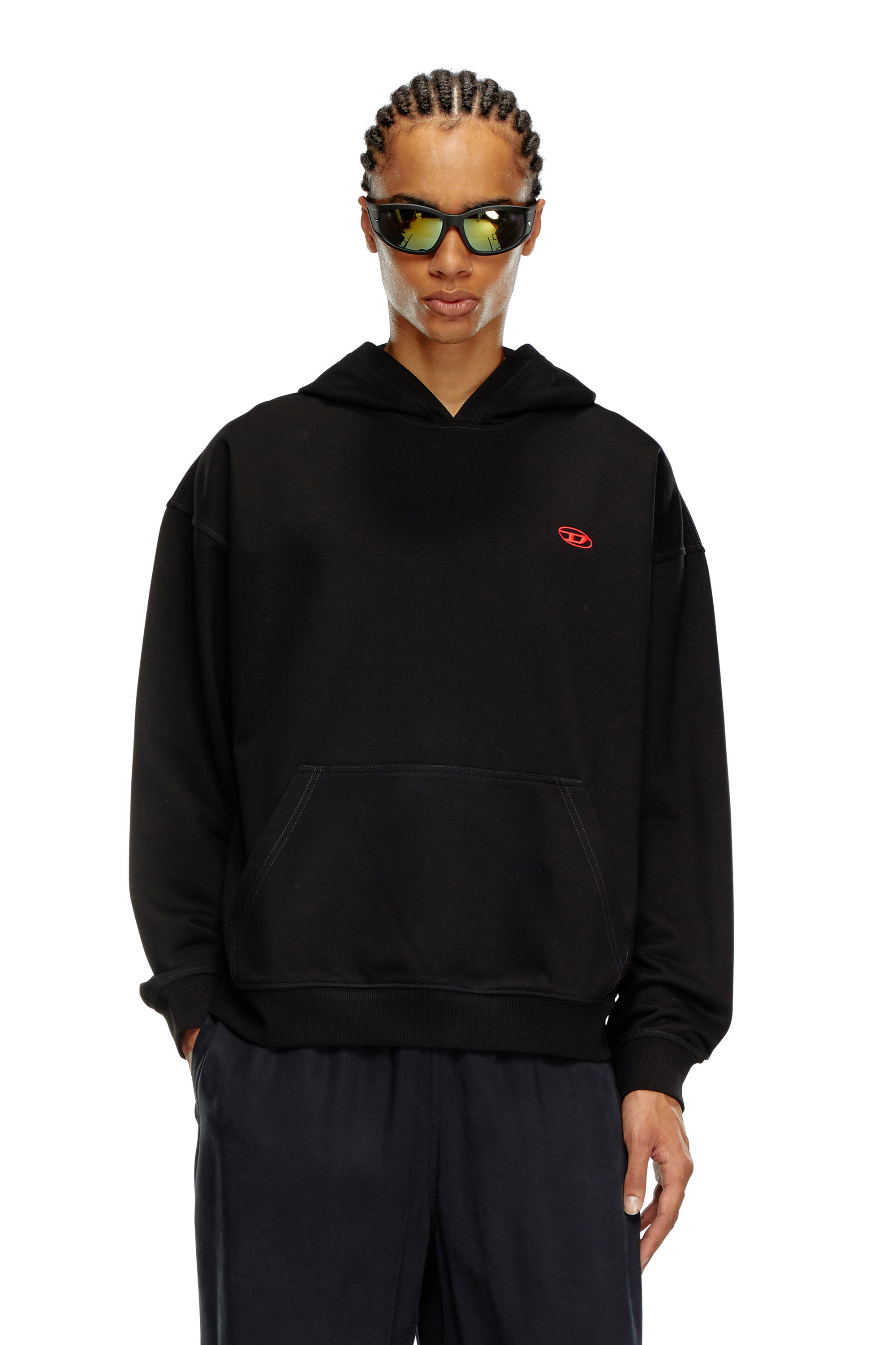 Diesel - S-BOXT-HOOD-K2, Male's Hoodie with striped Oval D in ブラック - 3