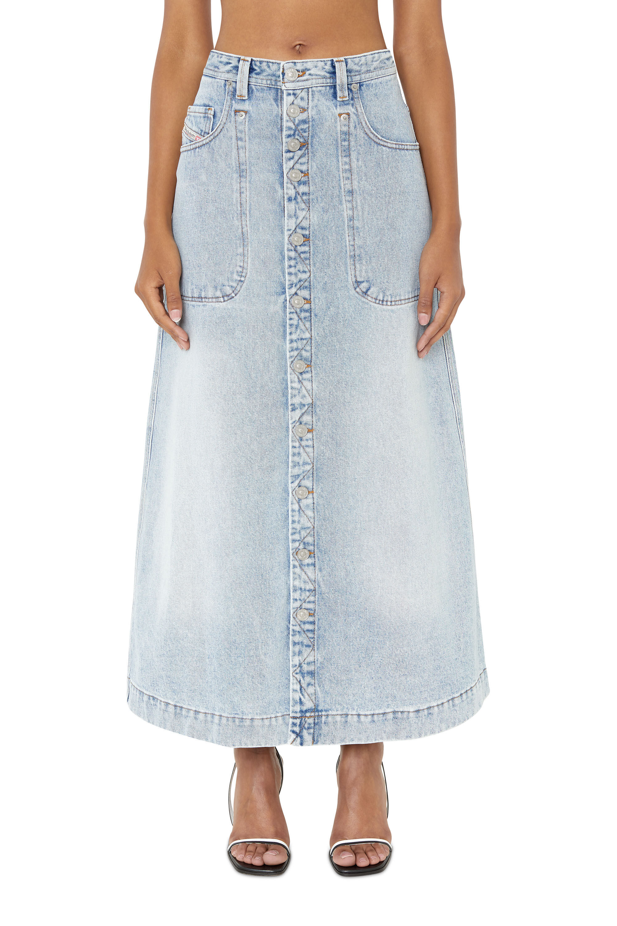 Diesel - DE-ALBUS-L A-LINE LONG SKIRT, Female's SS23  マキシ ロング スカート ブルーデニム Aライン in ライトブルー - 3