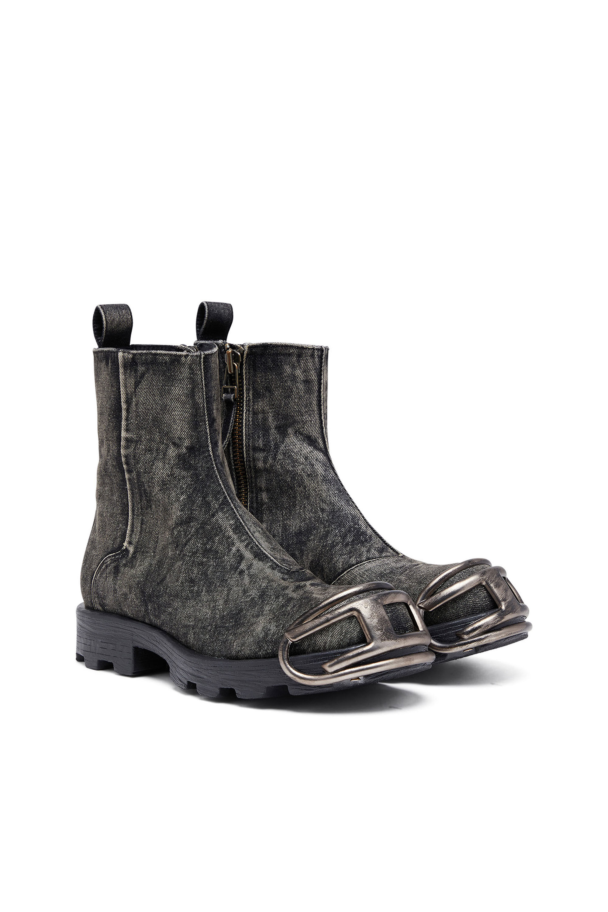 Diesel - D-HAMMER BT ZIP D, Male's D-Hammer-Denim Chelsea boots with Oval D toe caps in ブラック - 2