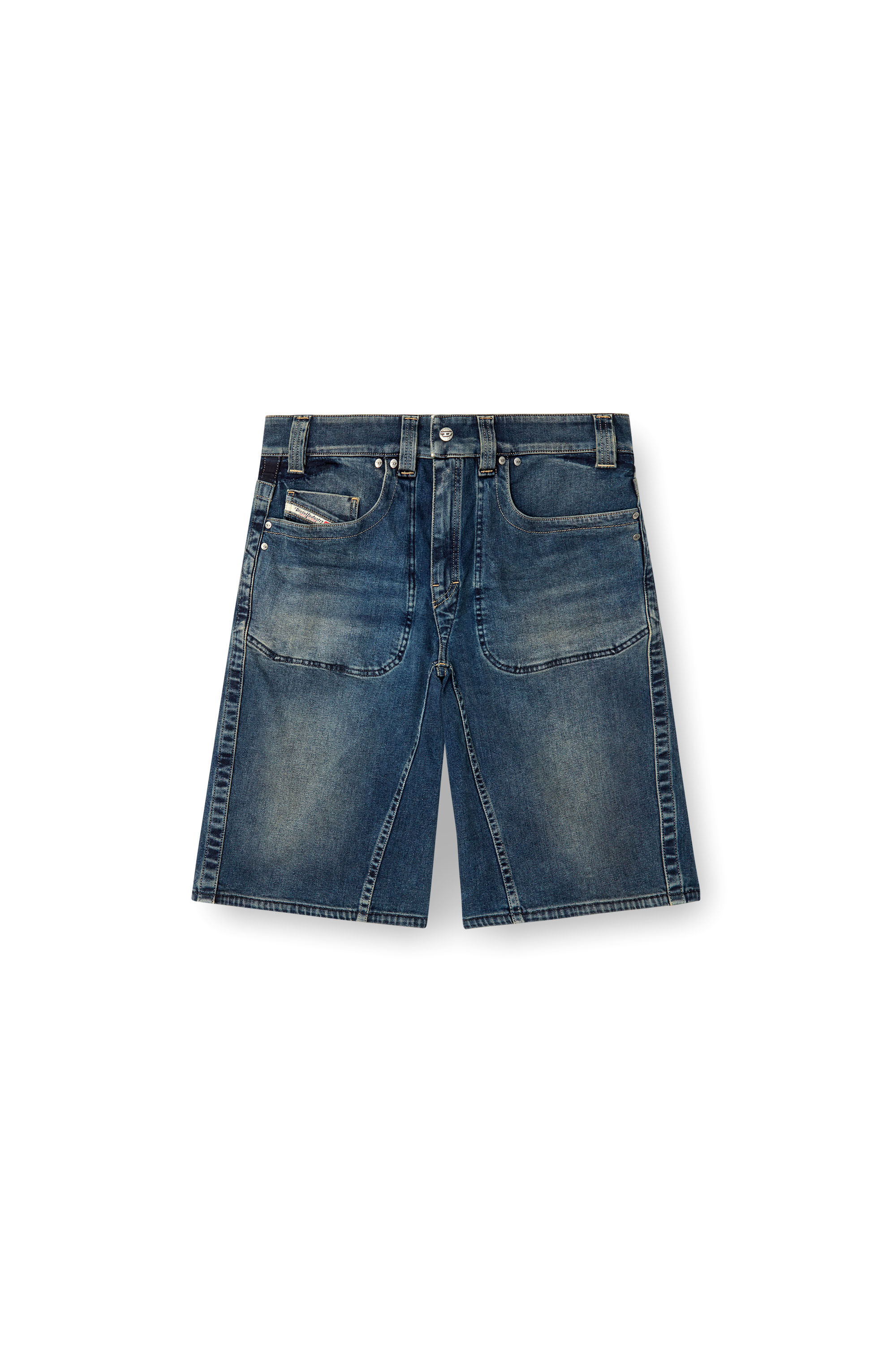 Diesel - D-MACRO-RE SHORT, Male's Bermuda shorts in Rehab denim in ダークブルー - 2