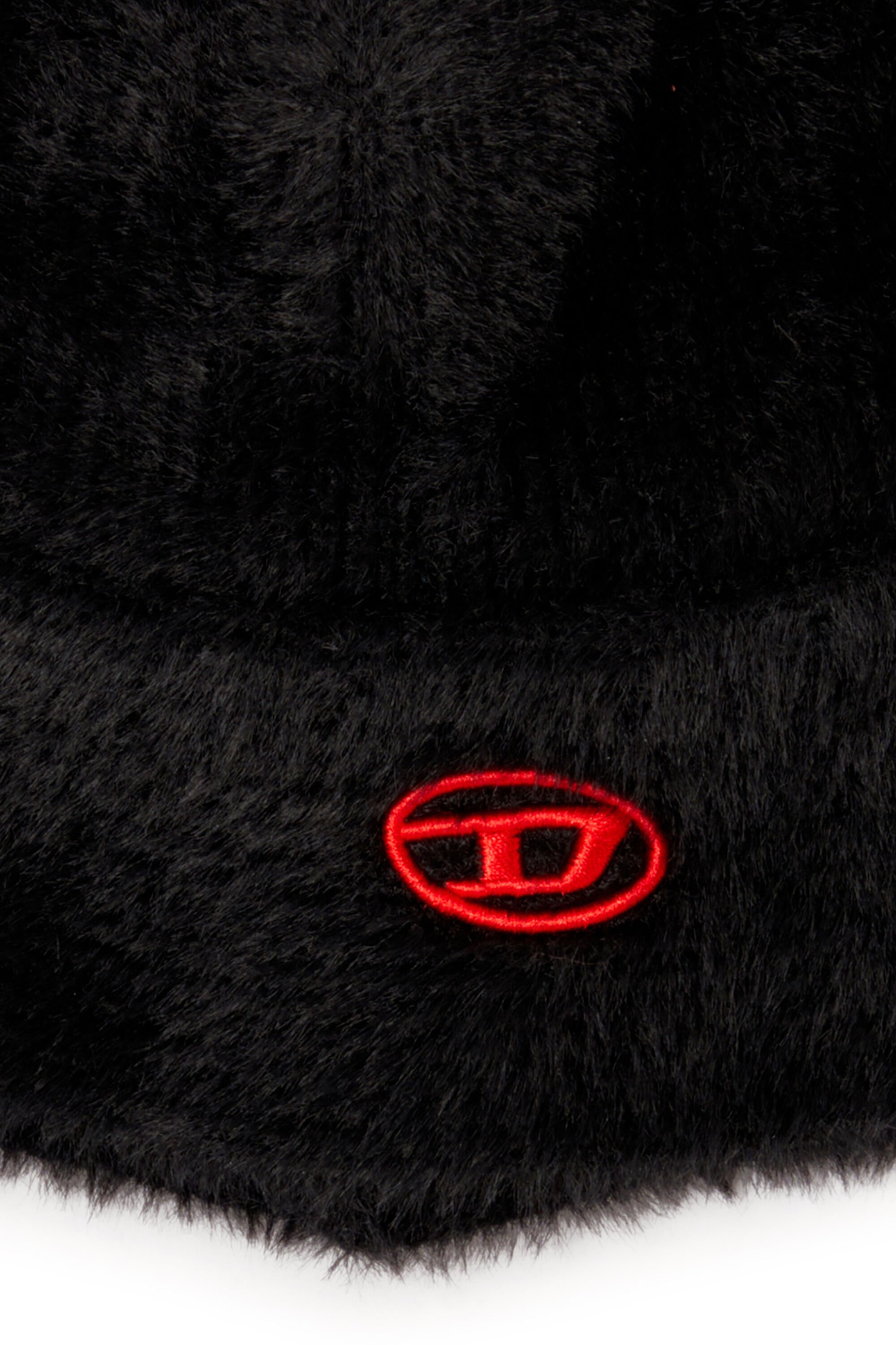 Diesel - K-SOLANGE, Unisex's Dieser Unisex-Bucket Hat ist aus weichem Nylongarn gefertigt, in einer plattierten Rippenstruktur gestrickt für einen flauschigen, texturierten Effekt. Das Design verfügt über eine lockere Krempe und ein aufgesticktes Oval-D-Logo in farblich passendem Garn. in ブラック - 3