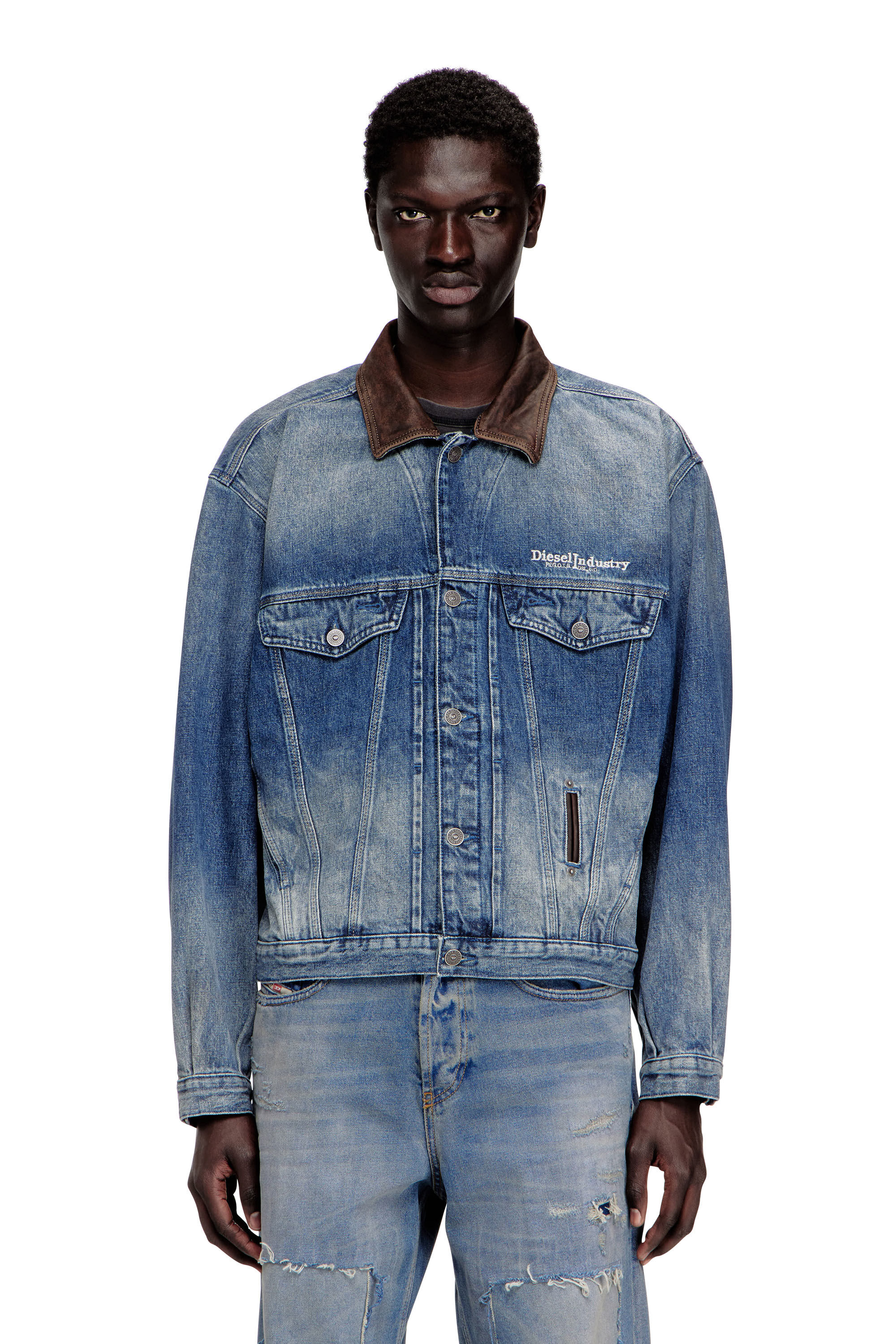 DIESEL テーラードジャケット S ウール混 デニムポケット 美品 D-DENVER-S1 デニムジャケット｜ブルー｜ウィメンズ｜DIESEL
