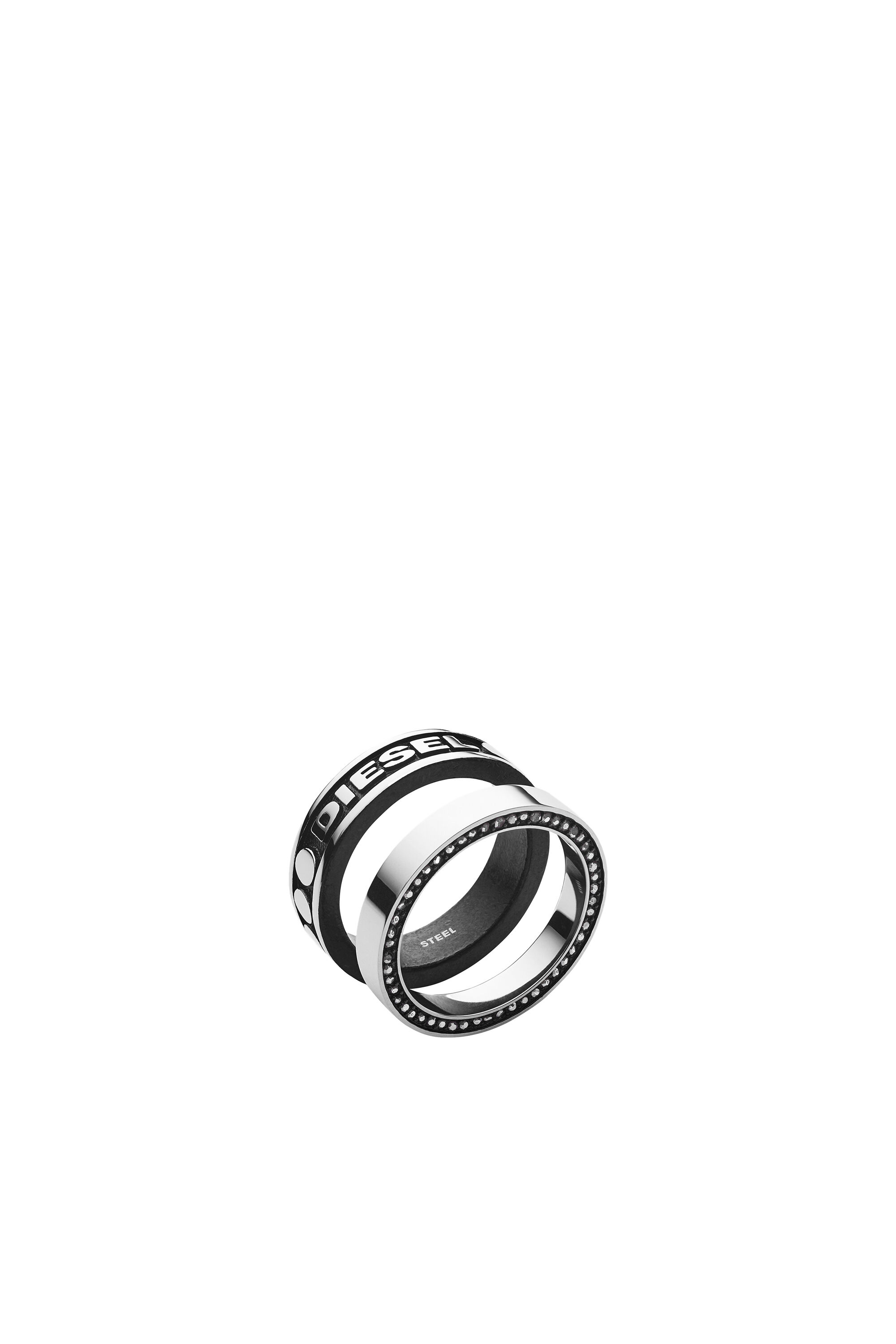Diesel - DX1170, Male's ジュエリー リング in シルバー/ブラック - 1