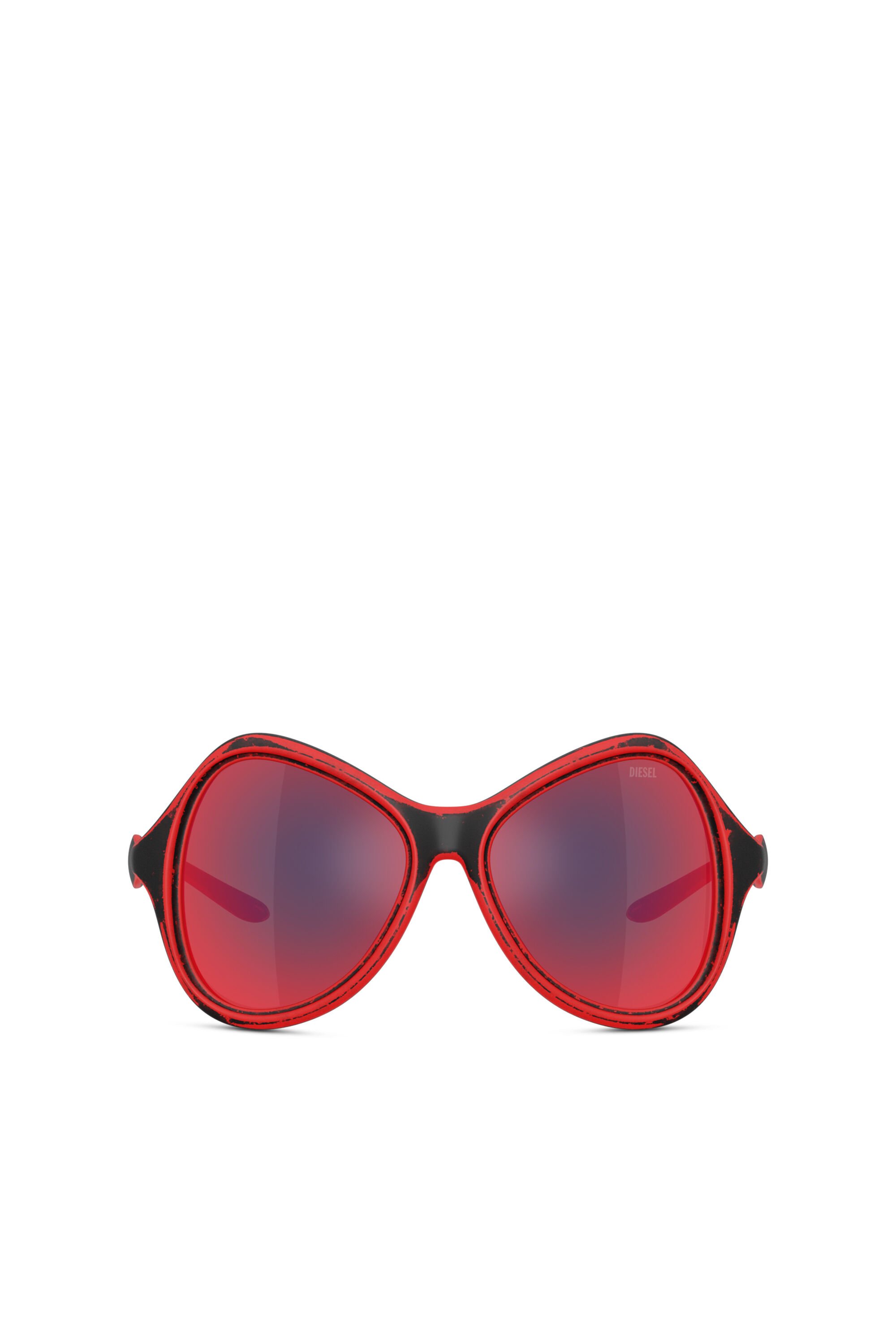 Diesel - 0DL3010U, Unisex's Cat-eye style sunglasses in ブラック/レッド - 1