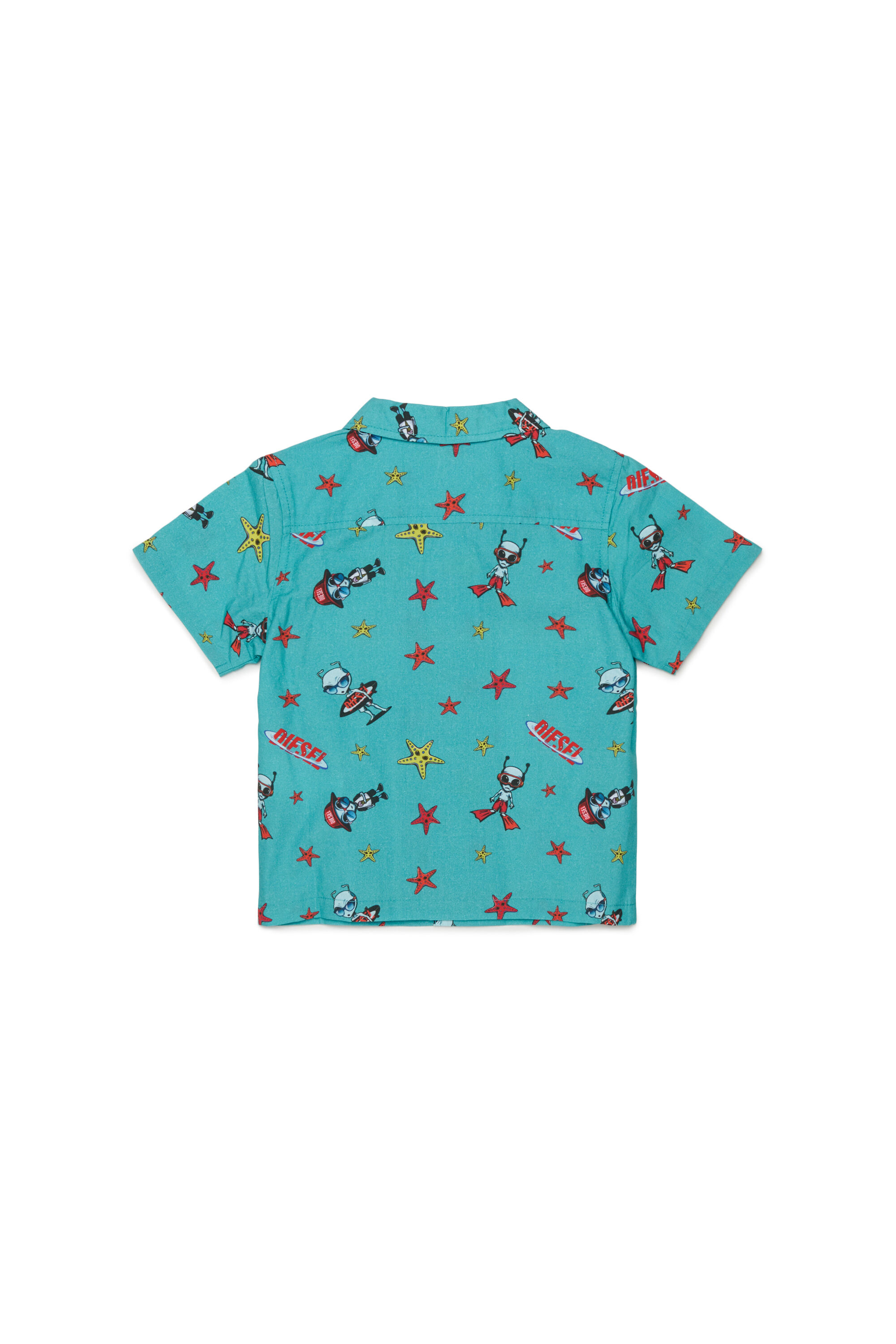 Diesel - MCALYB, Male's Cotton shirt with all-over prints in ウォーターグリーン - 2