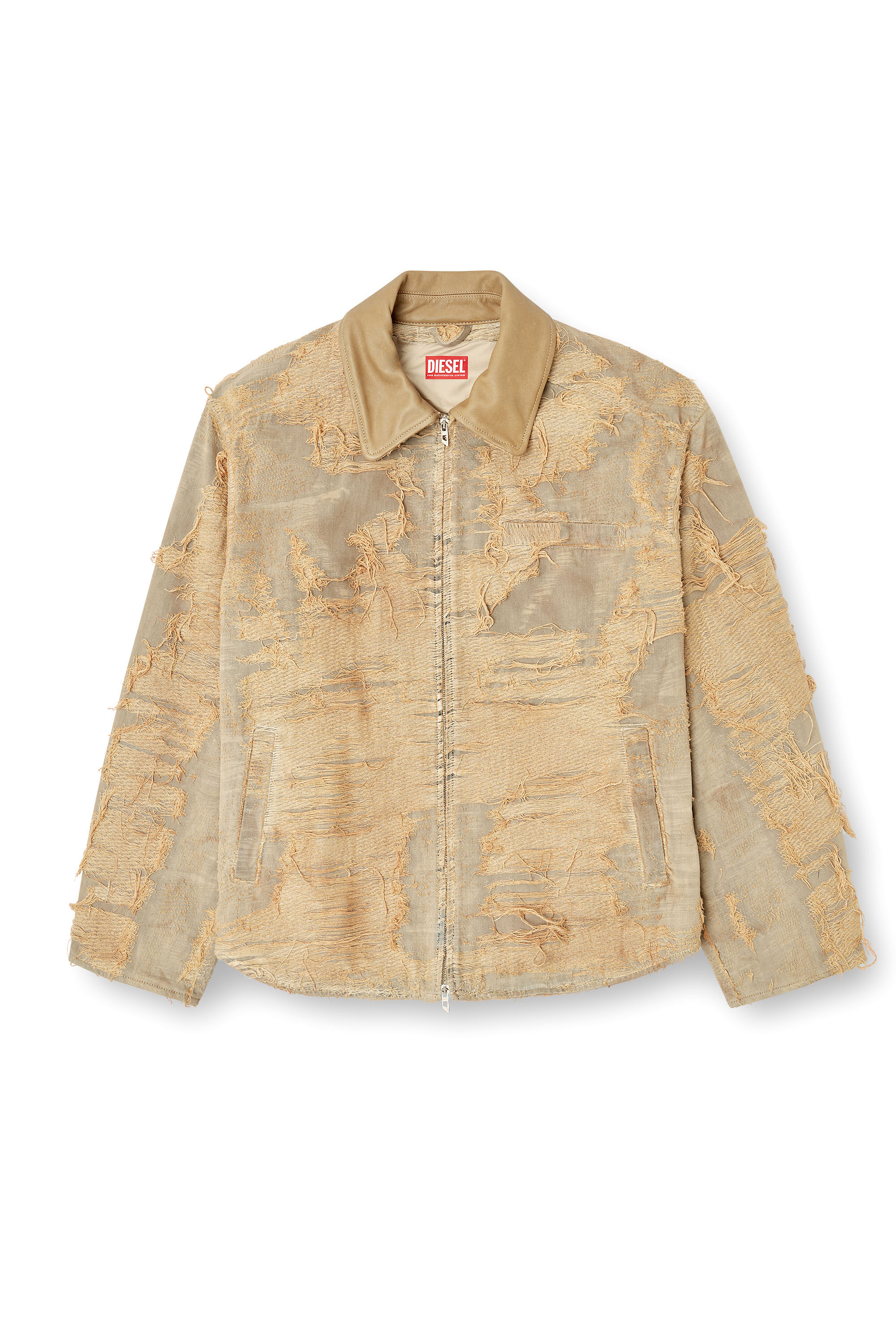 Diesel - D-IVAR-FSG, Male's Jacket in overdyed floating-thread denim in ライトブラウン - 2