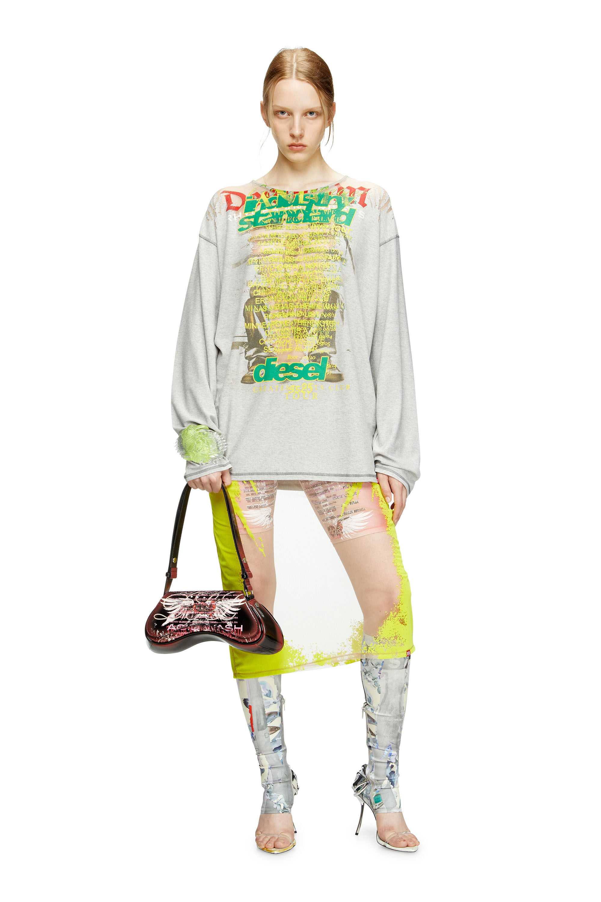 Diesel - T-JERRY-B, Unisex's Long-sleeve T-shirt with lyrics print in グレー - 7