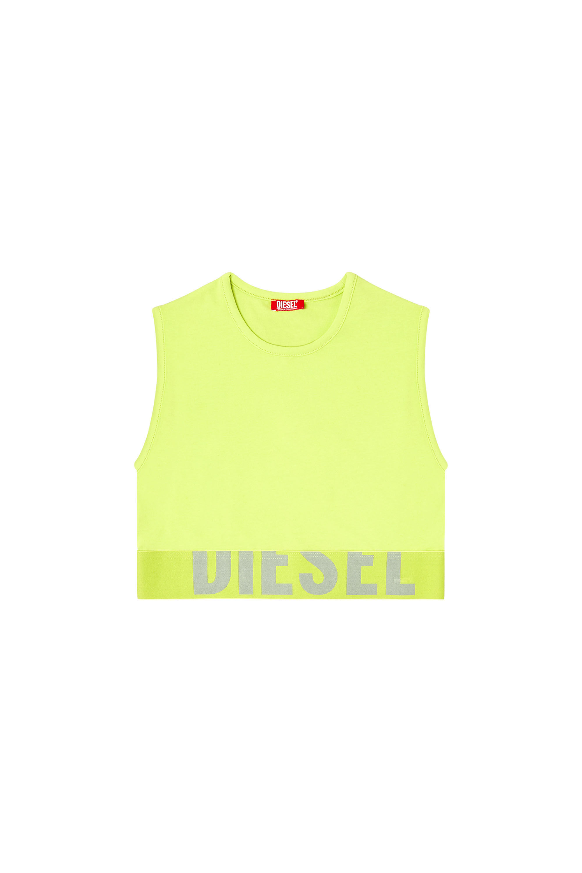 Diesel - ADA-D-POP, Female's Cropped tank top with cut-off logo in 蛍光グリーン - 2
