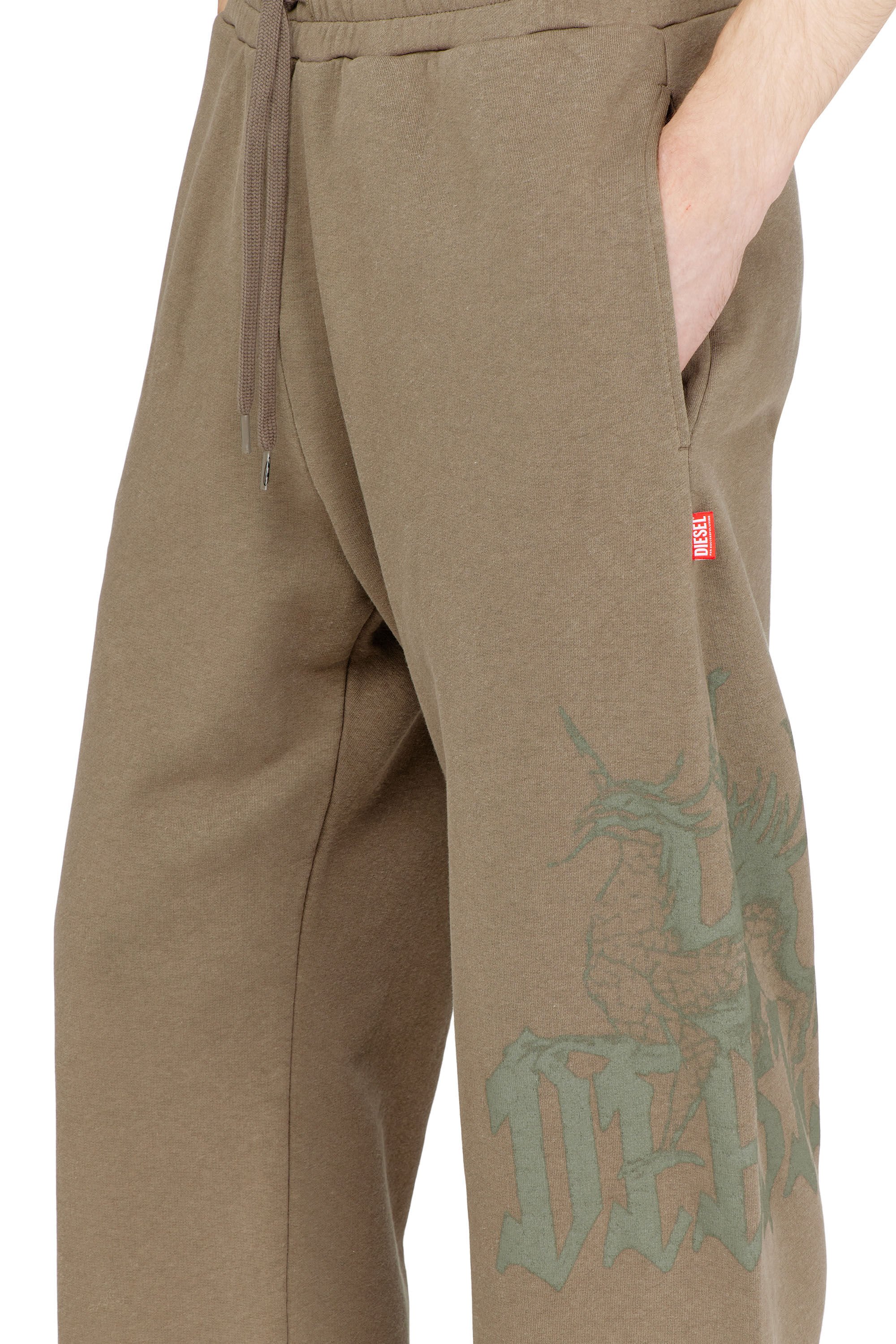 Diesel - P-GRO, Male's Treated sweatpants with logo print in ブラウン - 3