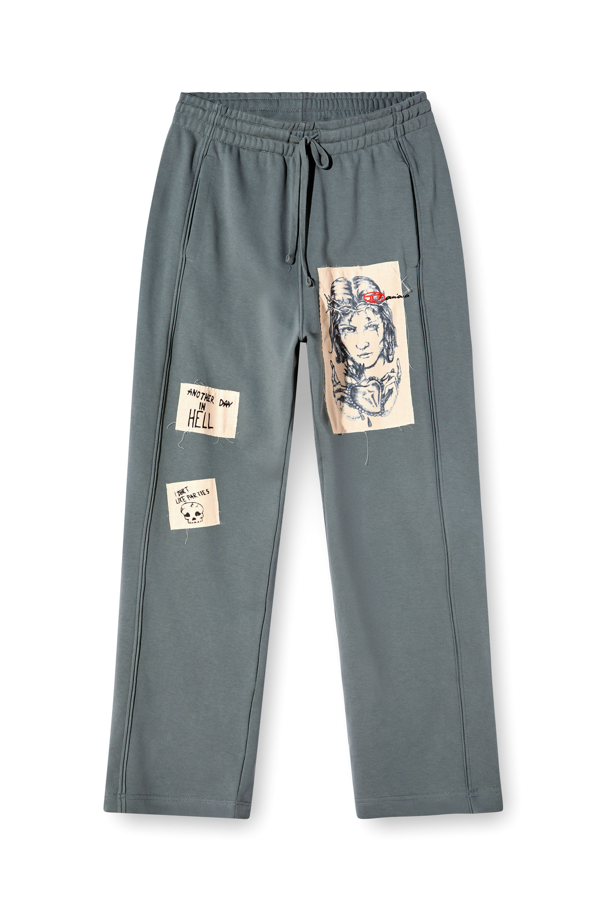 Diesel - P-MARTYANS-DD, Unisex's Track pants with tattoo patches in グレー - 2