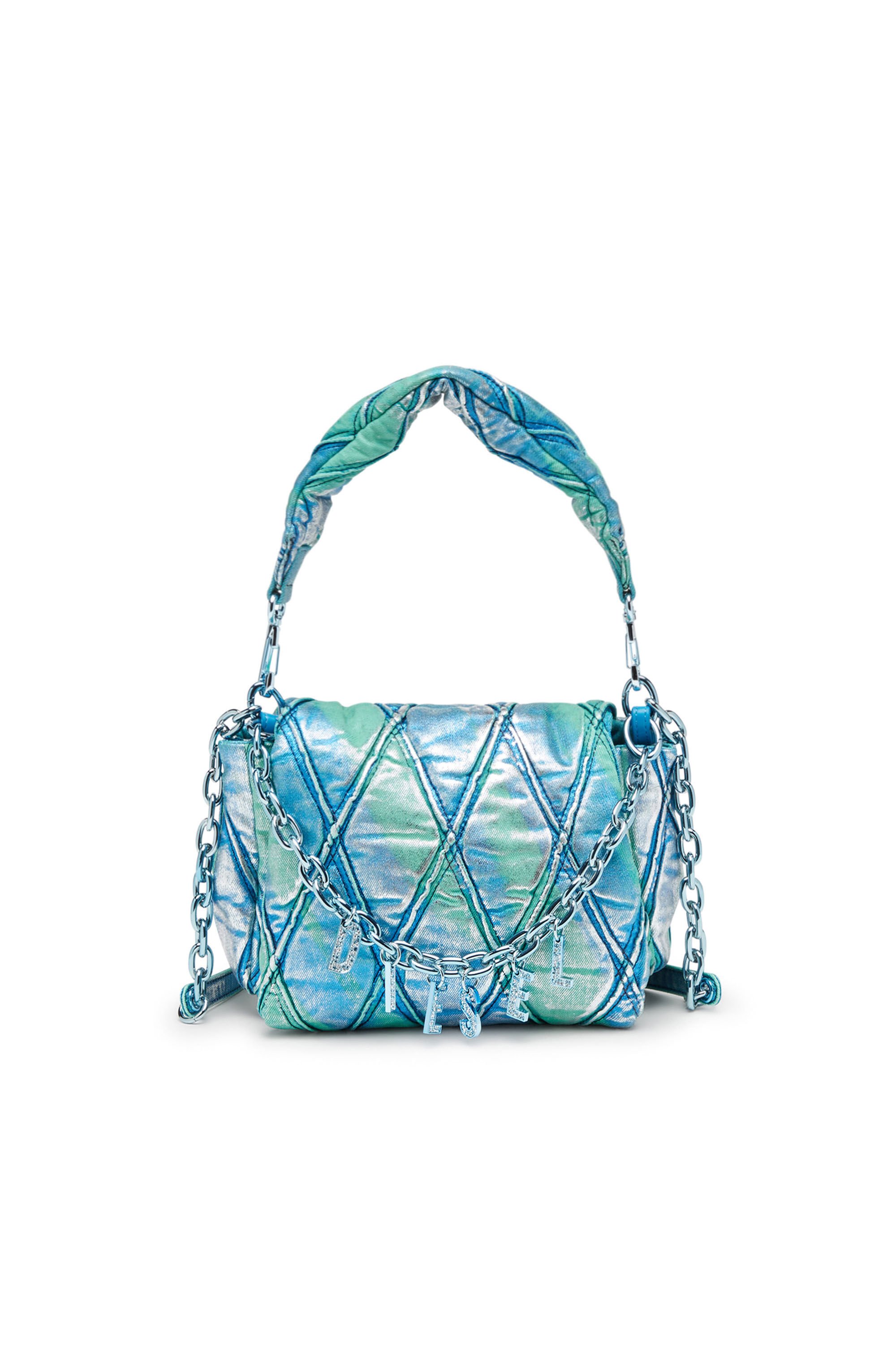 Diesel - CHARM-D SHOULDER S, Female's Charm-D S-Small handbag in quilted pop colour denim in アジュール - 2