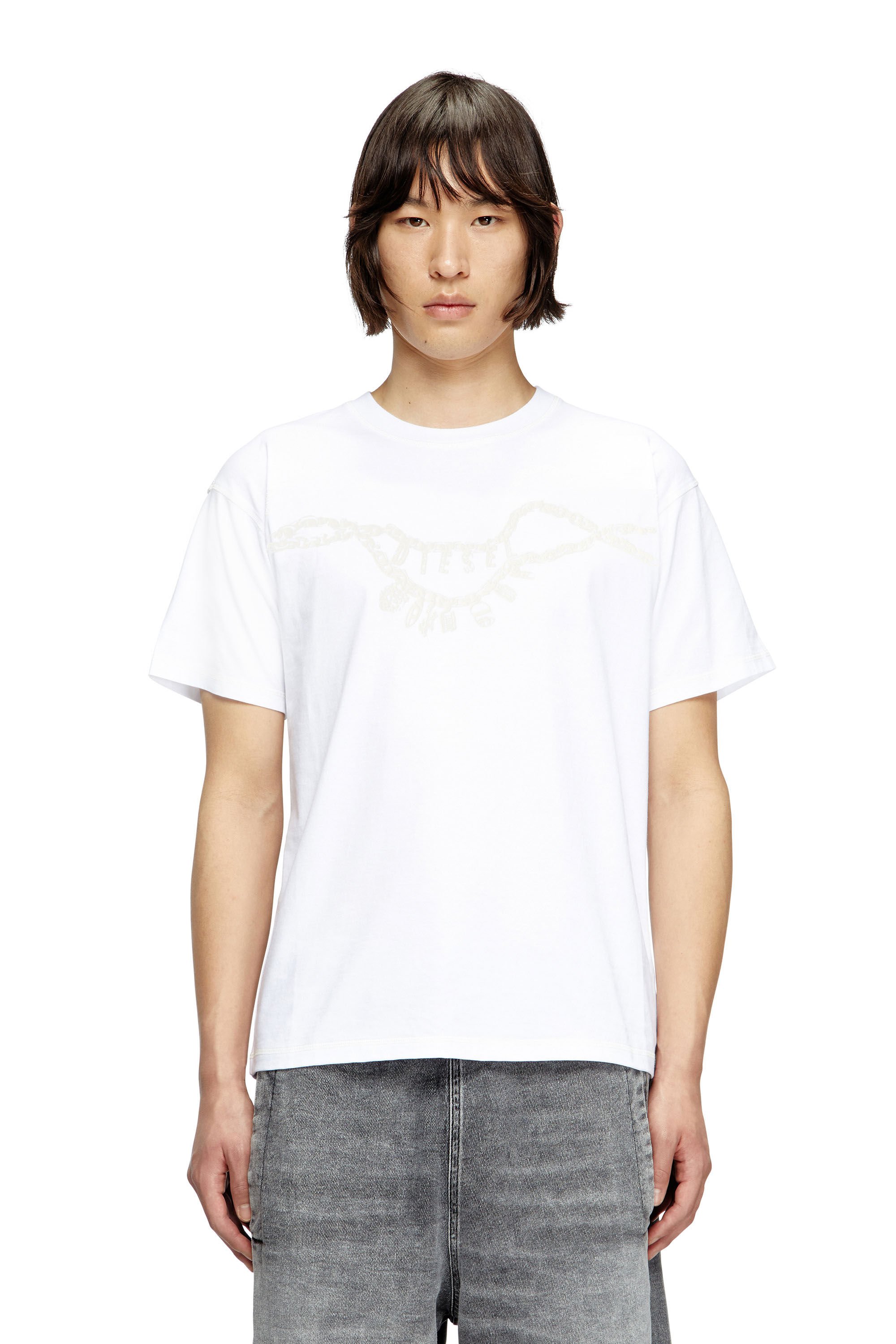 Diesel - T-NORM-HOSHI, Unisex's T-shirt with charm necklace print in ホワイト - 3