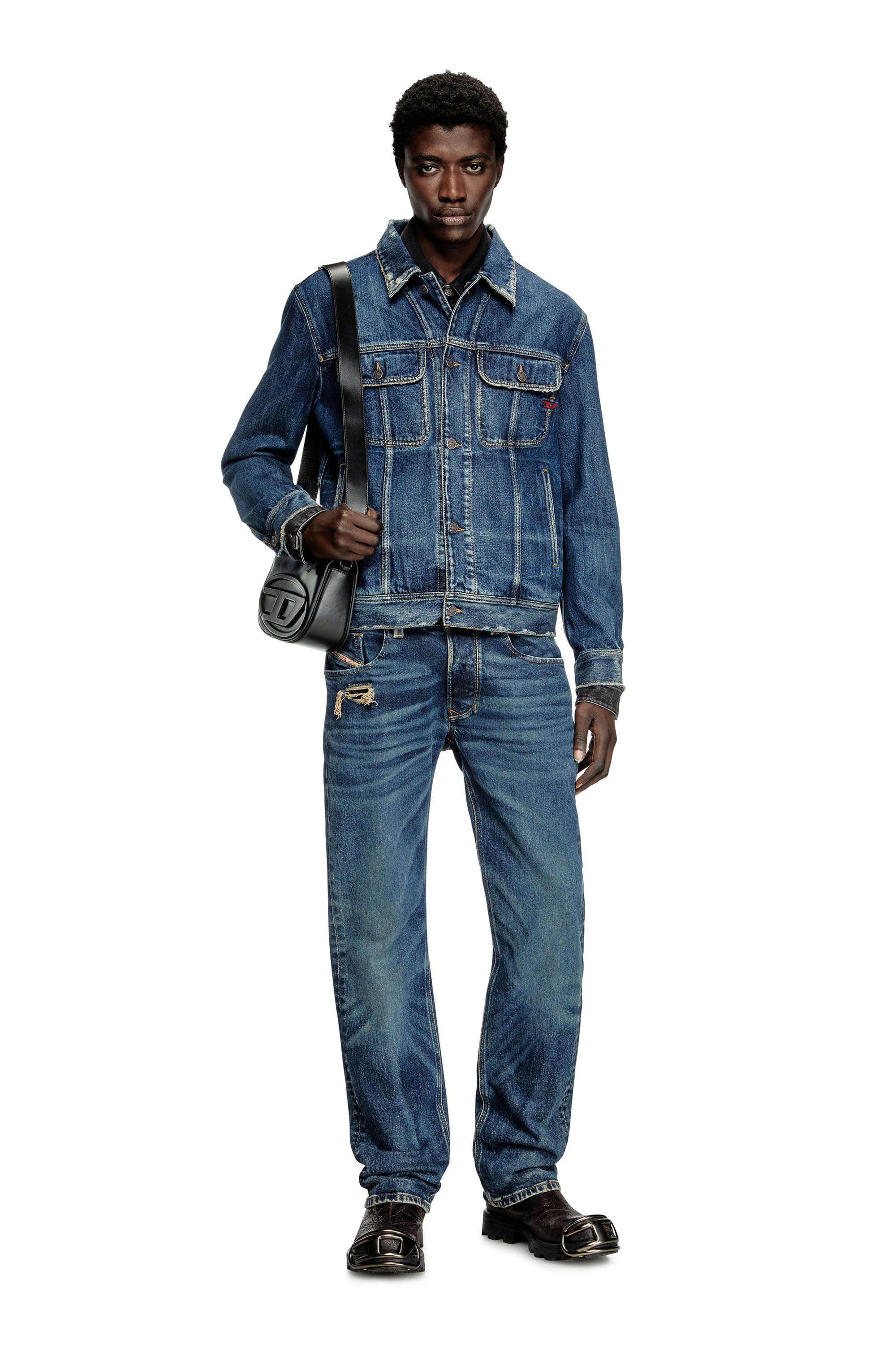 Diesel - D-BARCY, Male's Regular-fit trucker jacket in ダークブルー - 1
