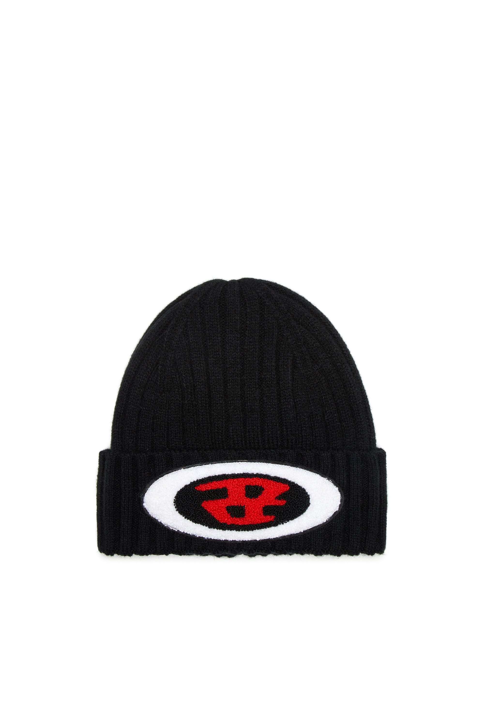Diesel - K-DIEGO-C, Unisex's Rib-knit beanie with logo patch in ブラック - 1