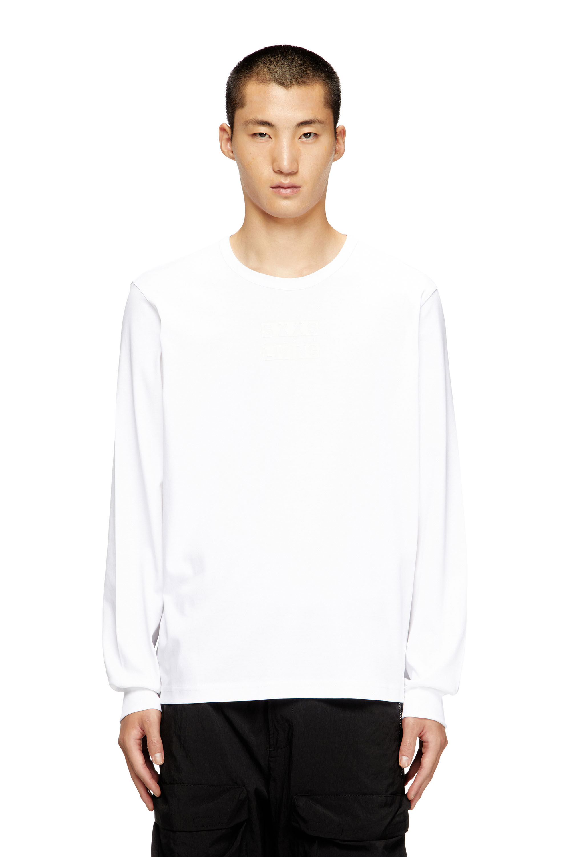 Diesel - T-MADJUST-LS-T1, Male's 長袖Tシャツ in ホワイト - 3