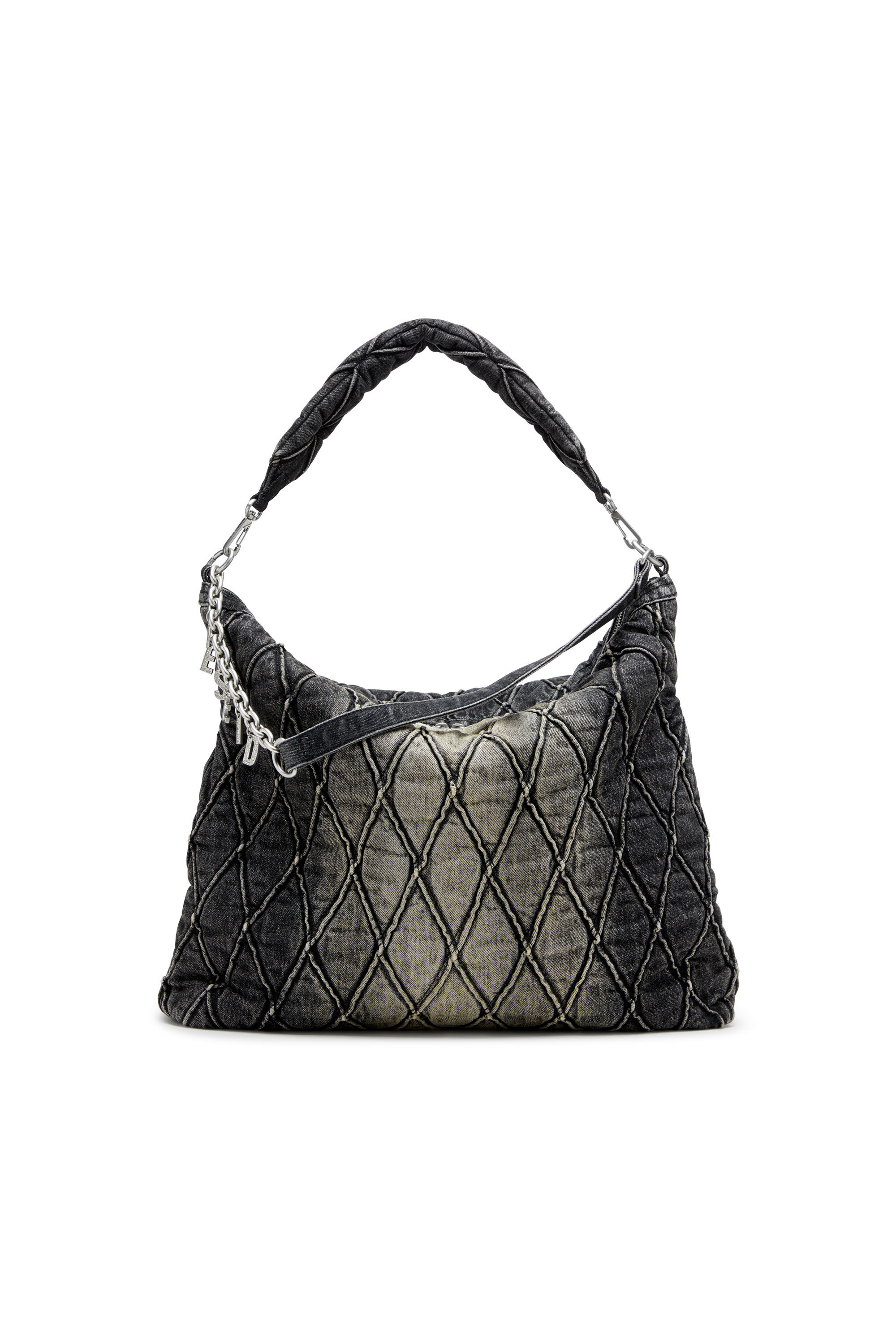 Diesel - CHARM-D HOBO, Female's Charm-D-Large hobo in treated quilted denim in ブラック - 2