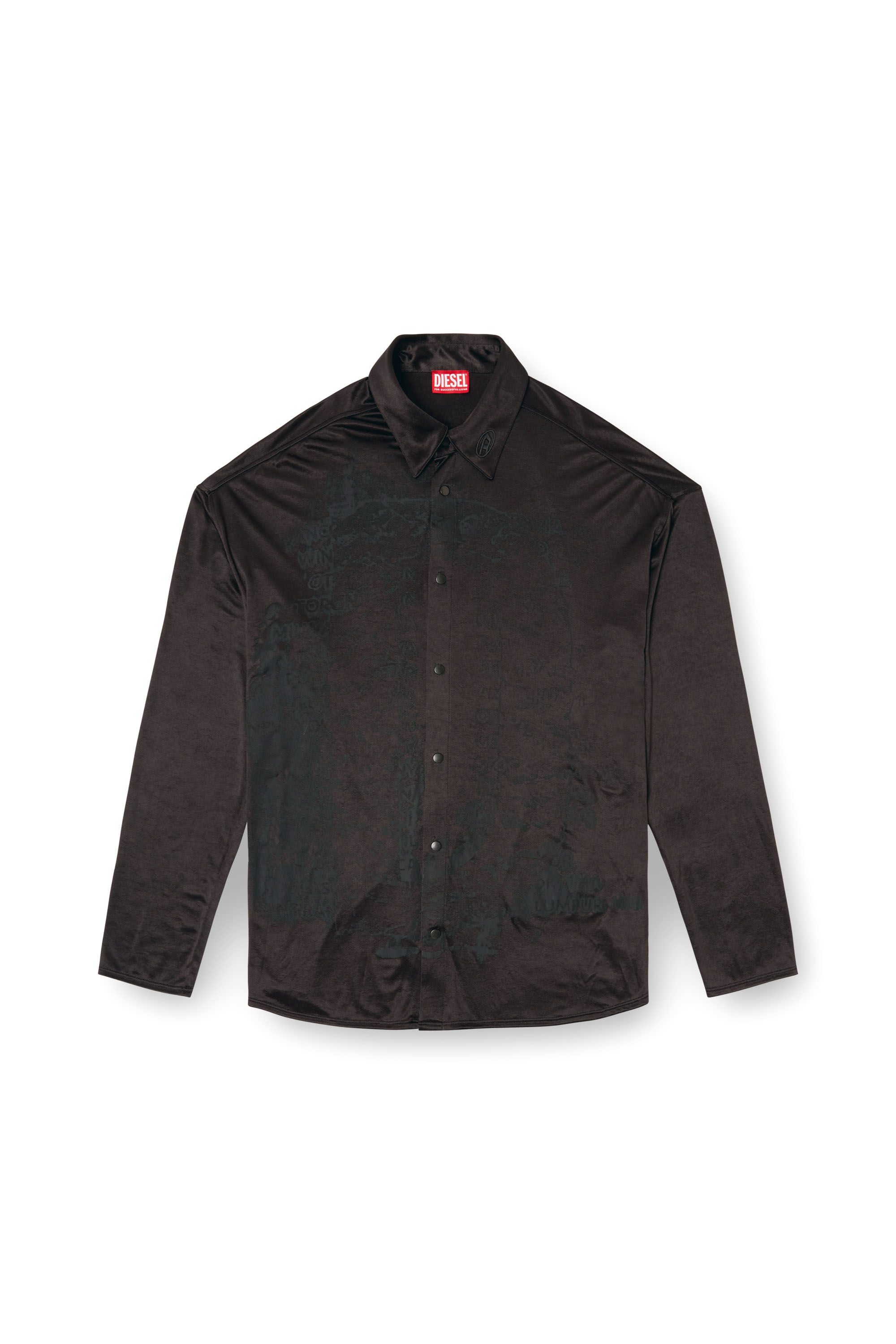 S-FREDRIC-PLAIN Shirt in sleek acetate jersey｜ブラック｜メンズ