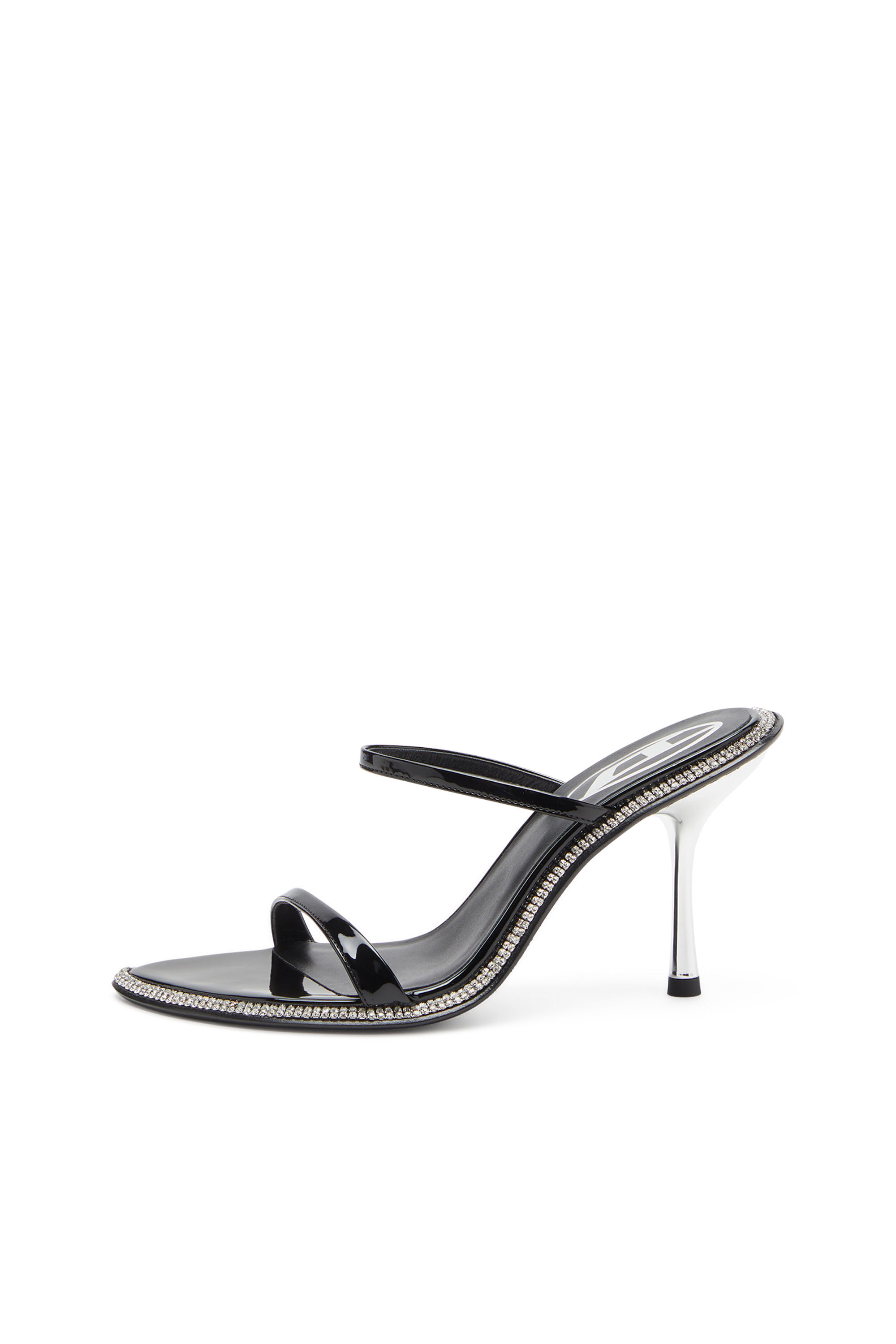 Diesel - D-HAVANNA SDL, Female's D-Havanna-Strappy patent mules with crystals in ブラック - 8