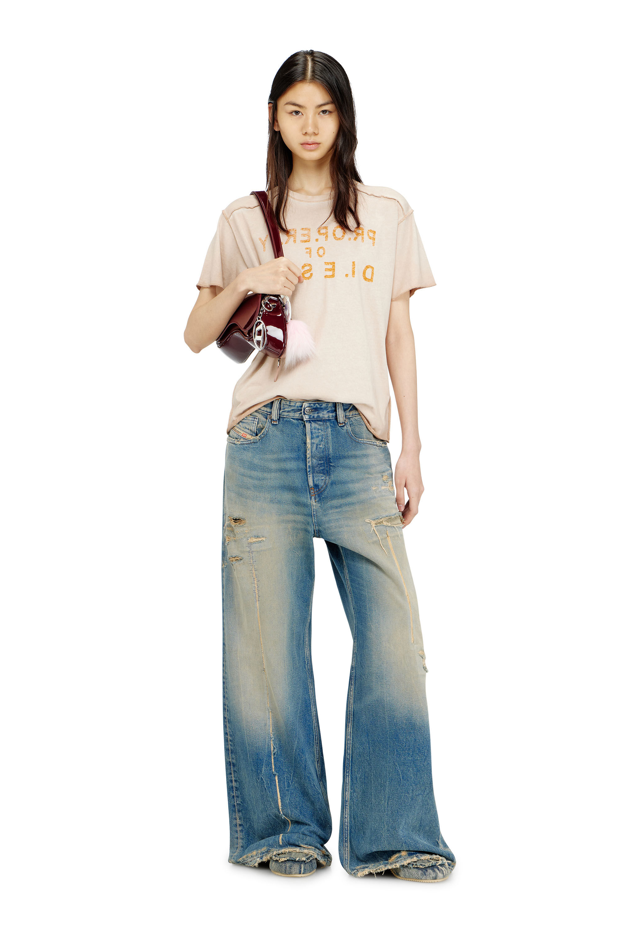 Diesel - T-ILY, Female's Tシャツ in ベージュ - 1