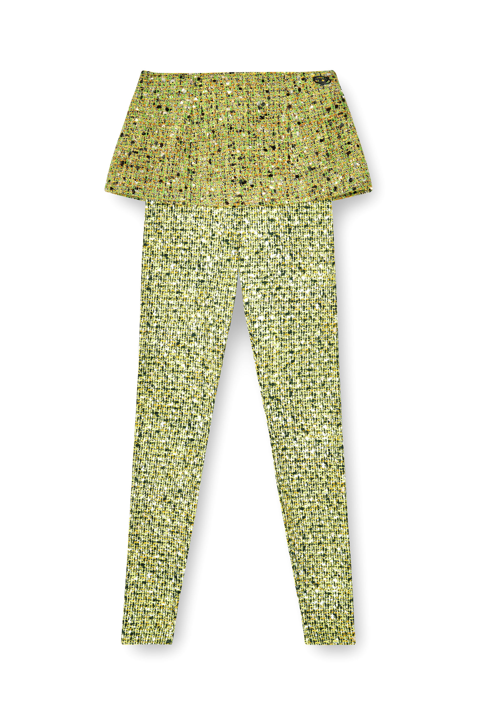 Diesel - P-HOUR-MIX, Female's Bouclé skirt with lycra leggings in グリーン - 2