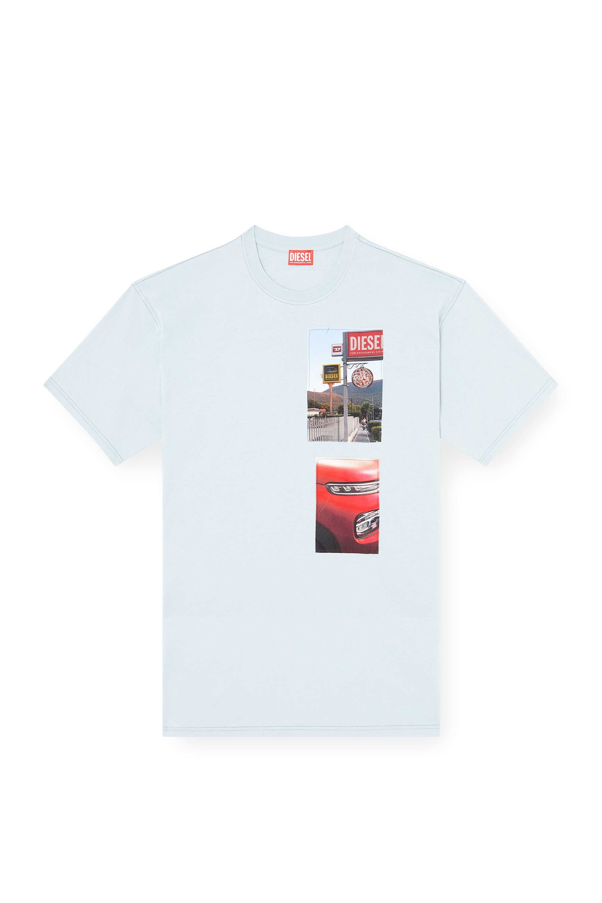 Diesel - T-BOXT-T3, Male's T-shirt with logo photo patches in ライトブルー - 2