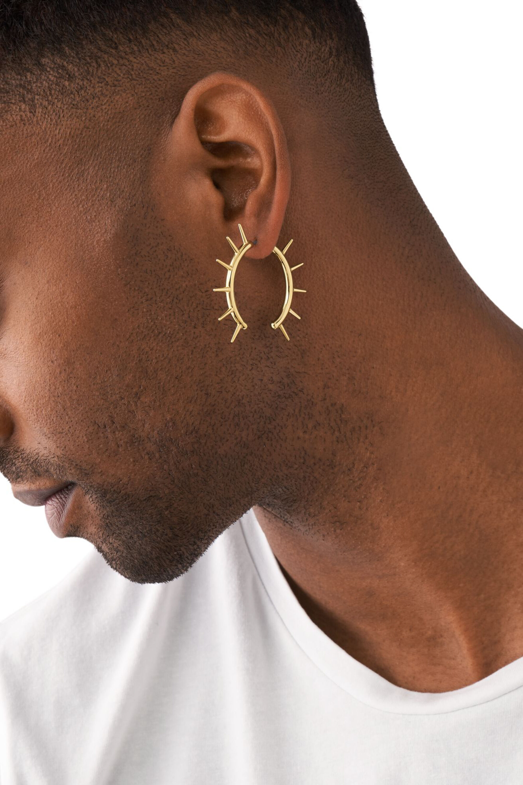 Diesel - DX1452710, Unisex's Gold-Tone Stainless Steel Front to Back Earrings in ゴールド - 4