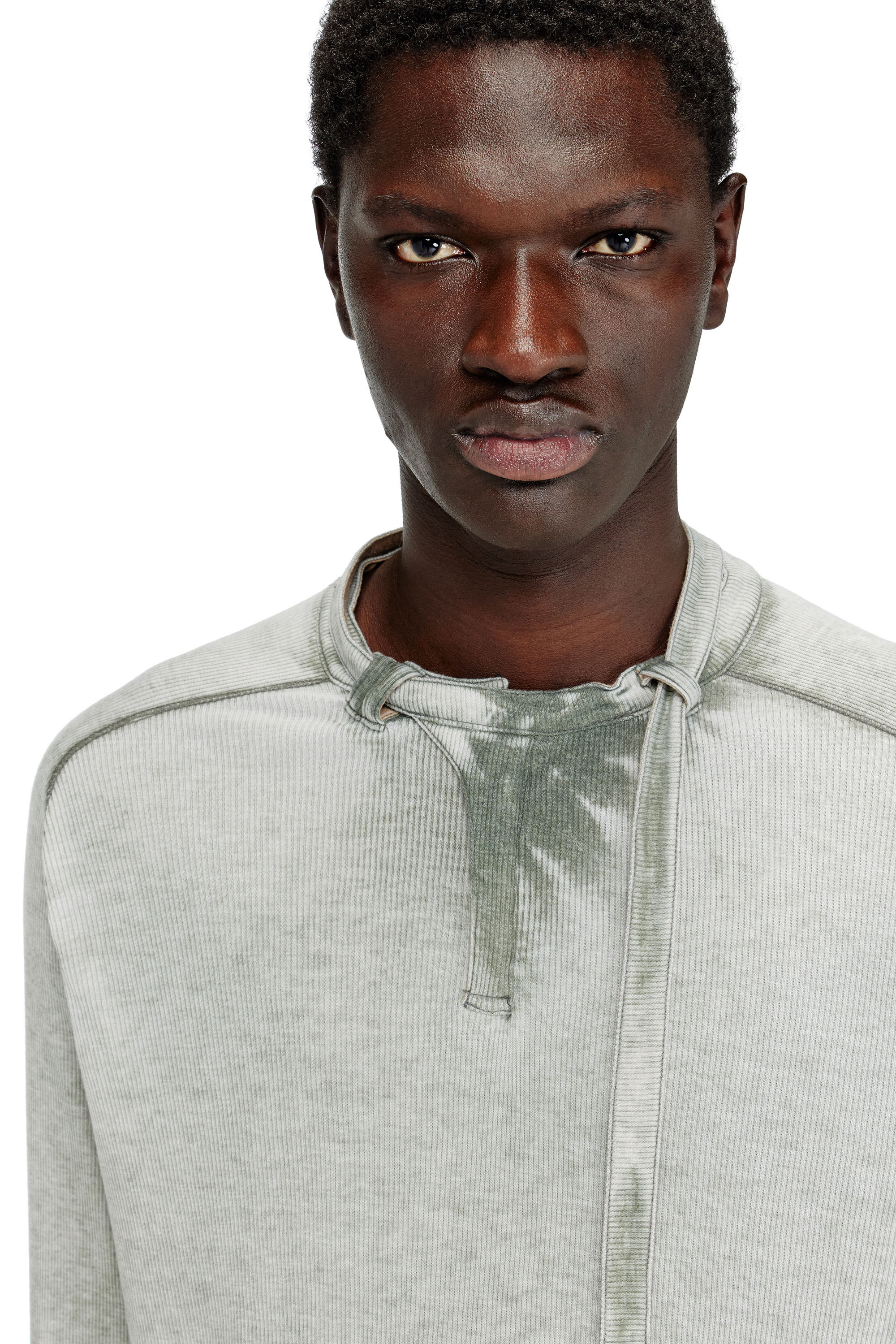 T-GOHAN Rib-jersey top with biker neck strap｜グレー｜メンズ｜DIESEL
