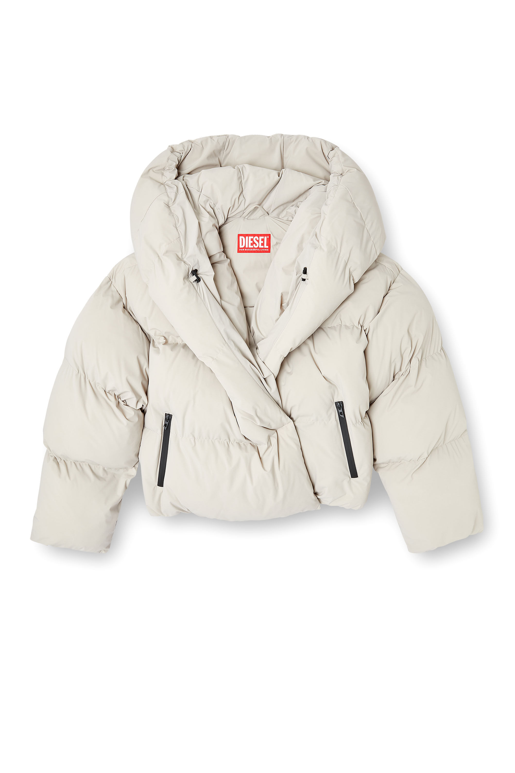 Diesel - W-ILEY-T1, Female's Wrap puffer in bi-stretch nylon in ベージュ - 2