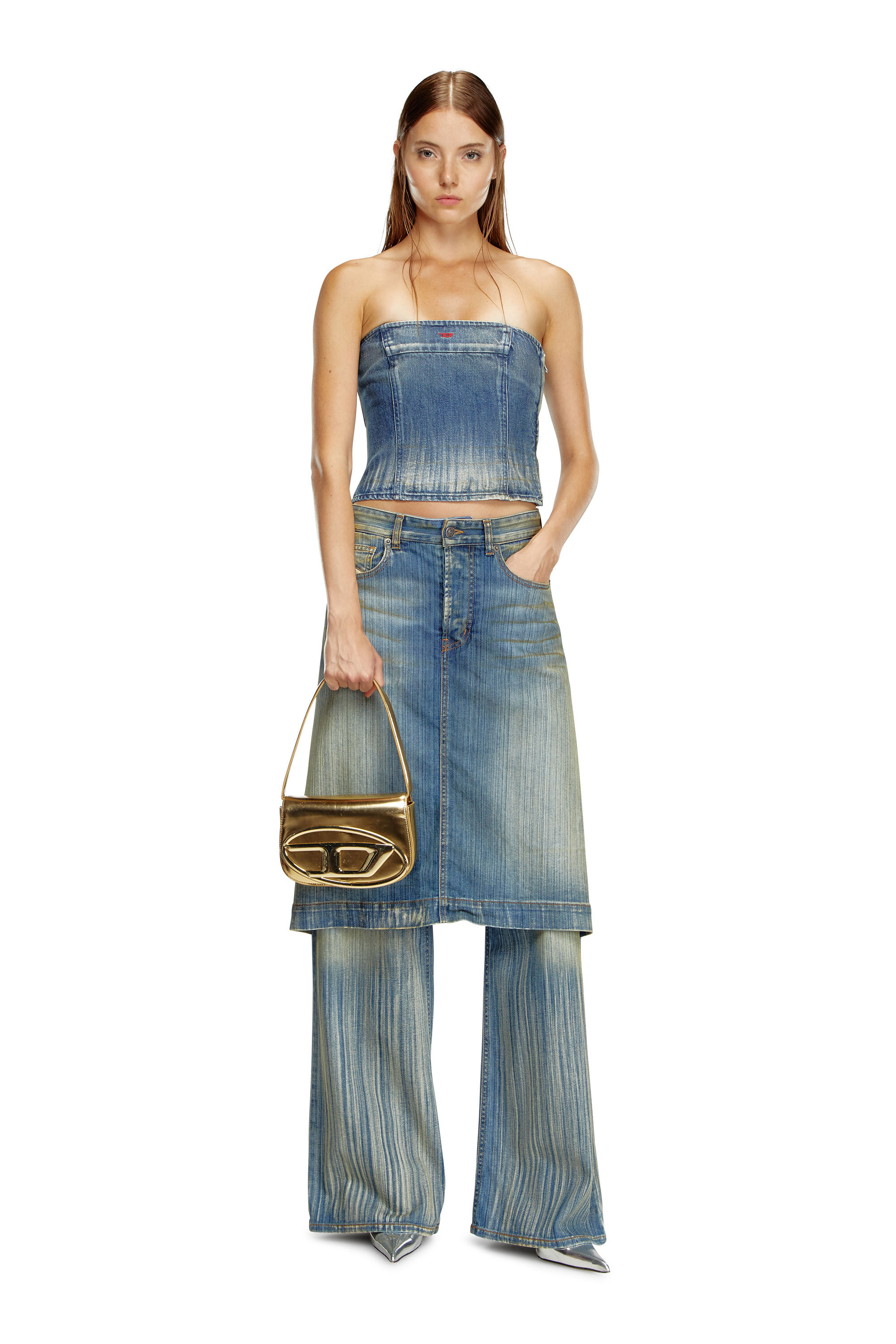 1DR｜ウィメンズ｜レザーショルダーバッグ｜ゴールド｜ディーゼル（DIESEL）公式オンラインストア