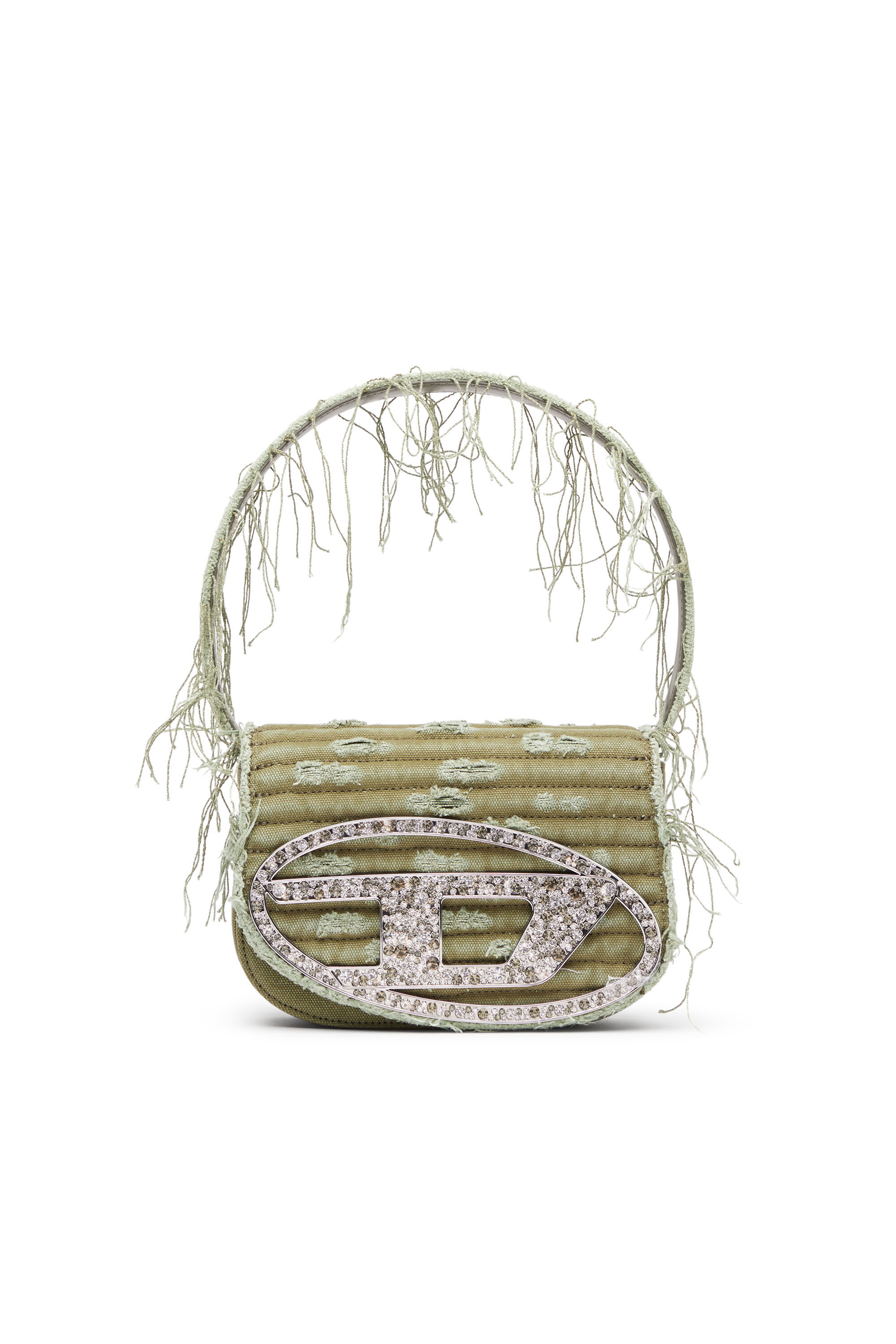 Diesel - 1DR, Female's 1DR-Iconic shoulder bag in canvas and leather in ミリタリーグリーン - 2