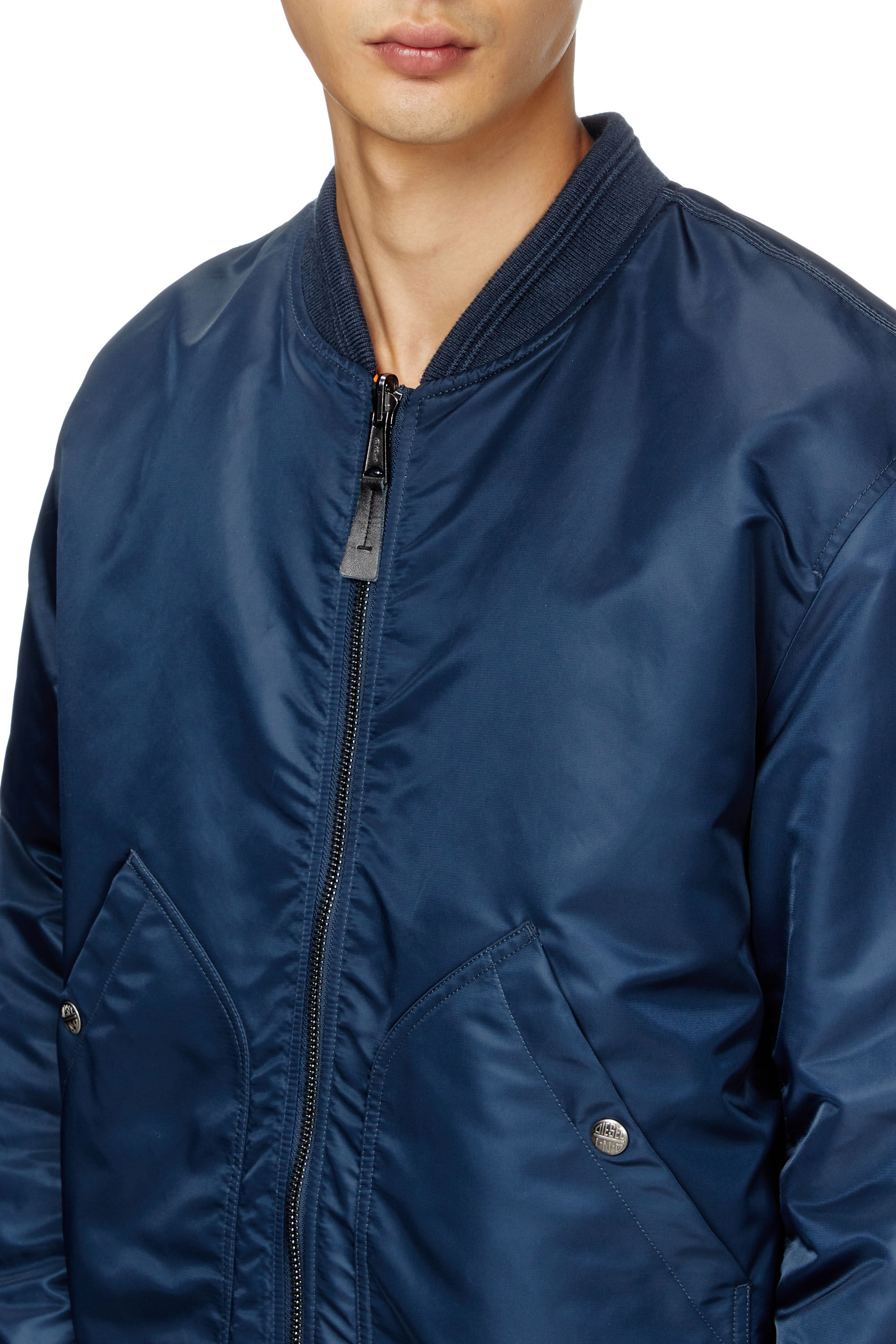 Diesel - J-HELD, Male's Bomber in padded nylon with Oval D in ブルー - 4