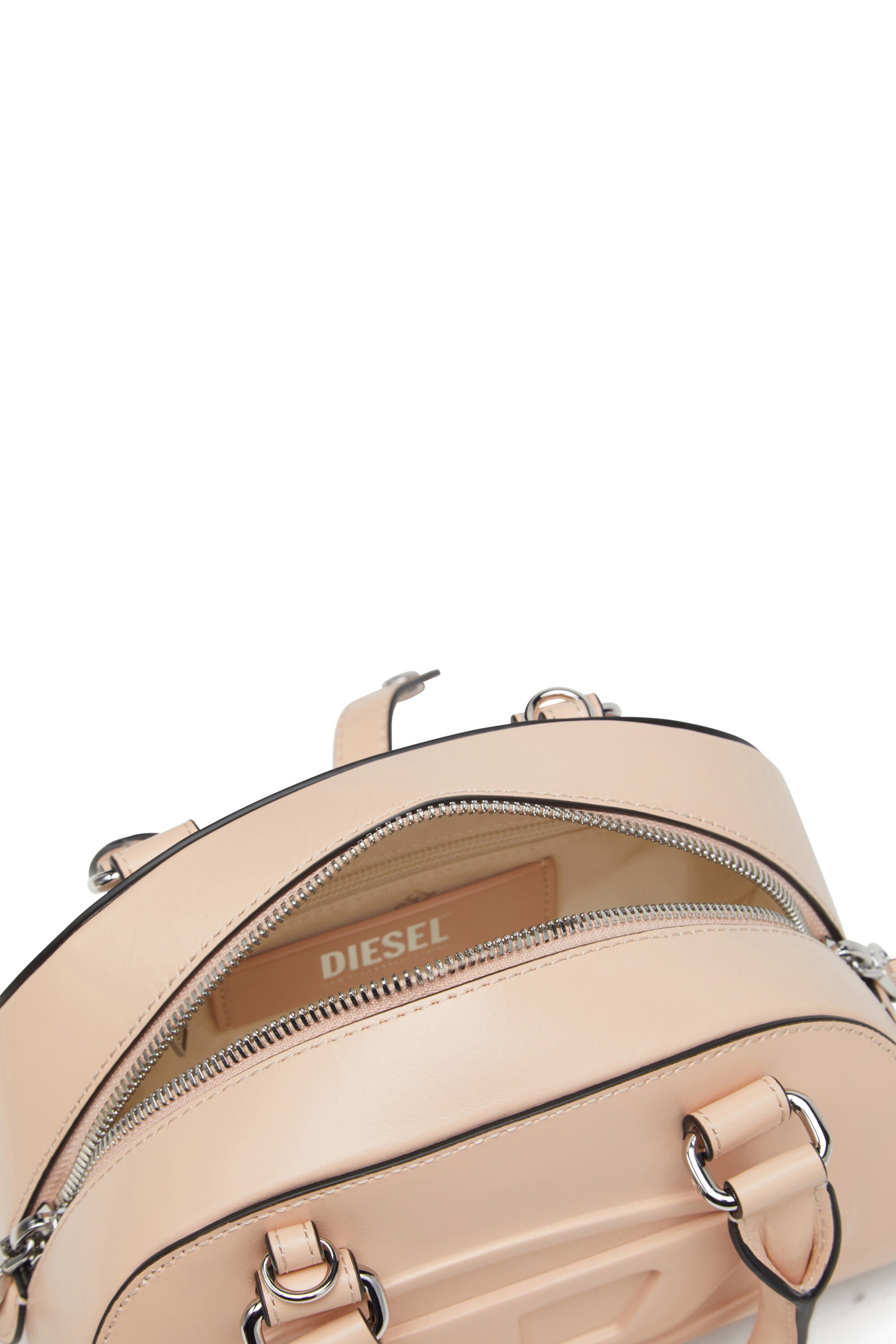 Diesel - 1DR DOME CROSSBODY, Female's Leather mini bowling bag in ピンク / ホワイト - 4