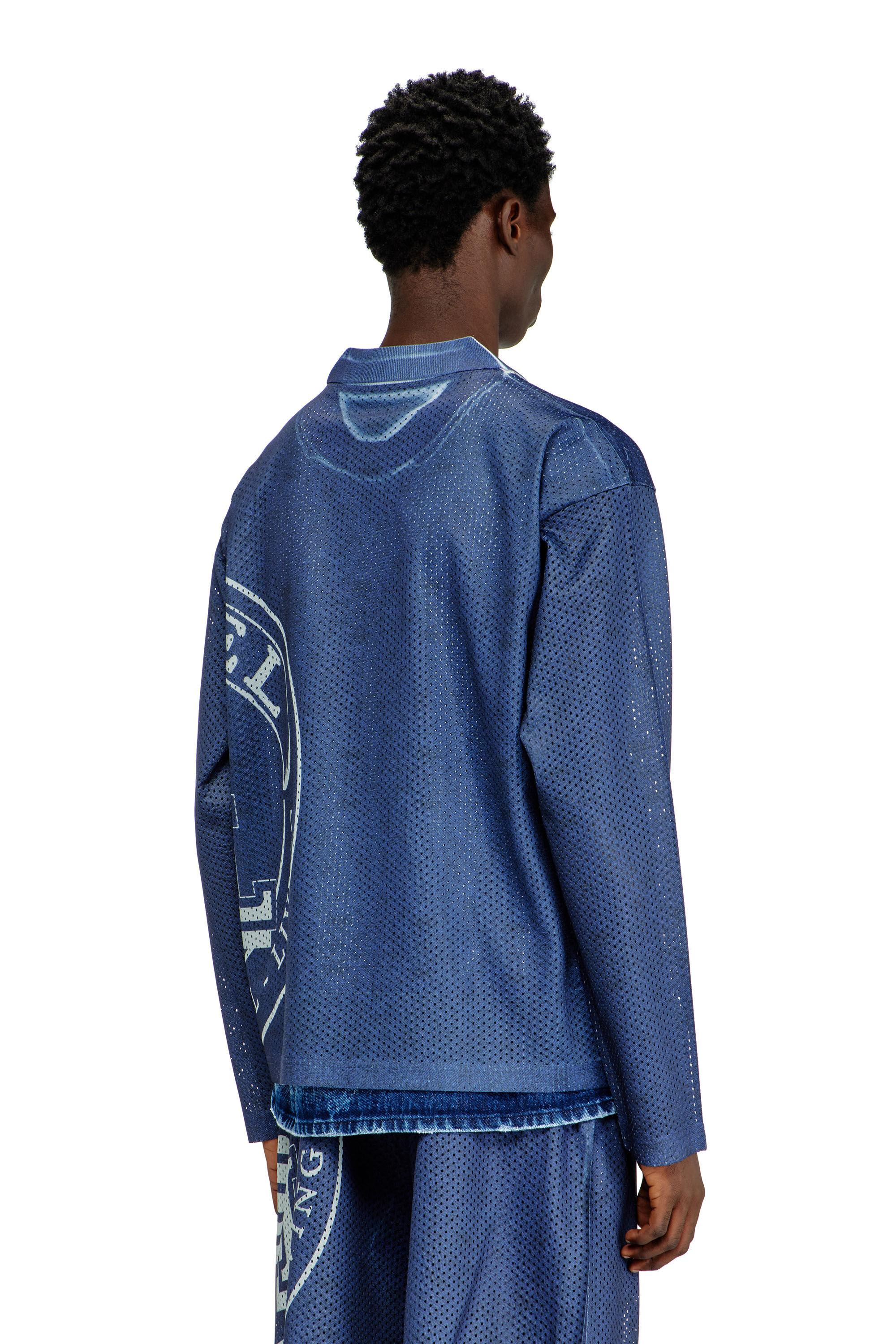 Diesel - T-OLLIE, Male's Long-sleeve polo top with sublimation print in ブルー - 4