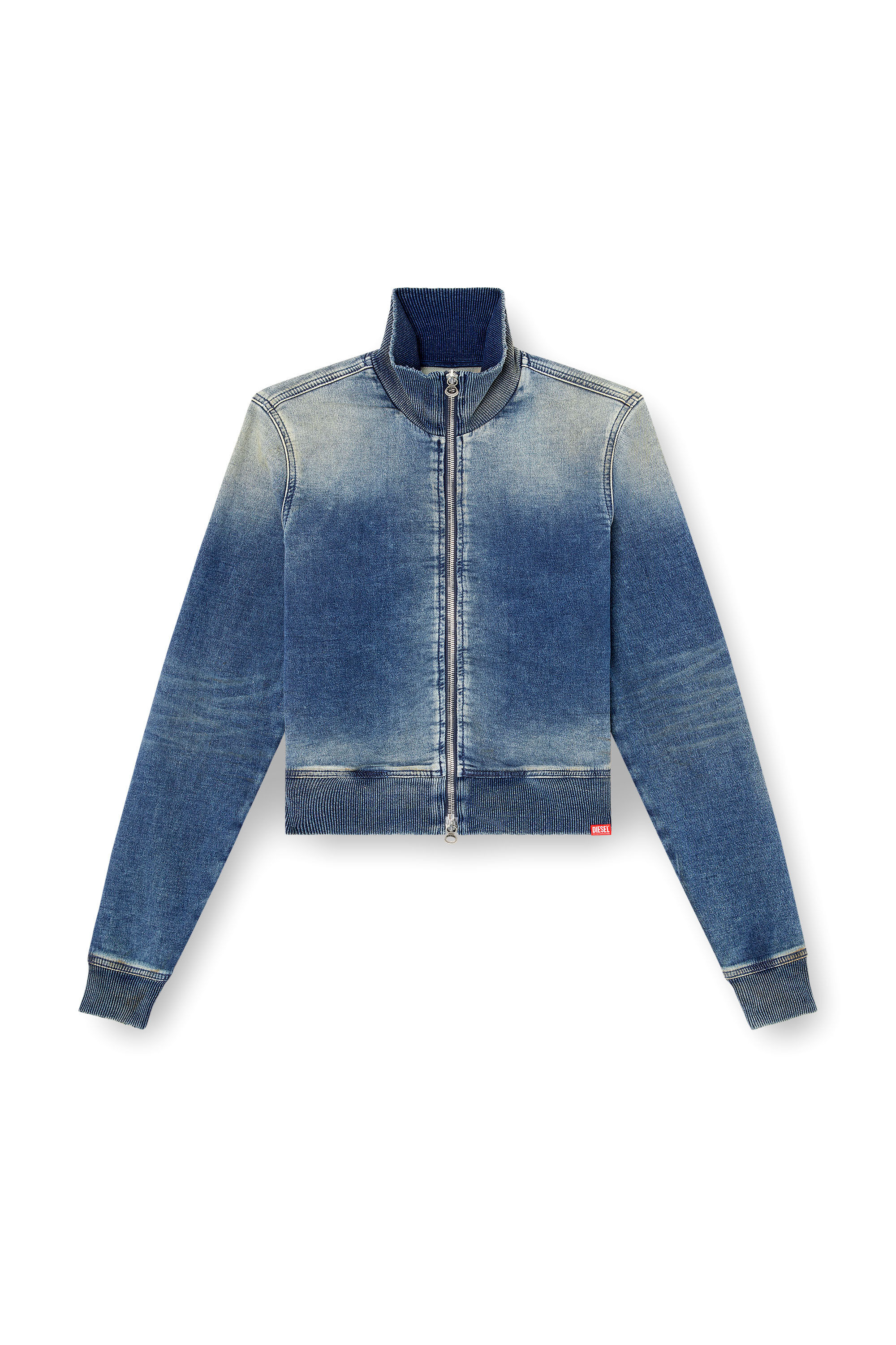 Diesel - D-EMY TRACK, Female's Zip-up sweatshirt in worn-in Track Denim in ミディアムブルー - 2