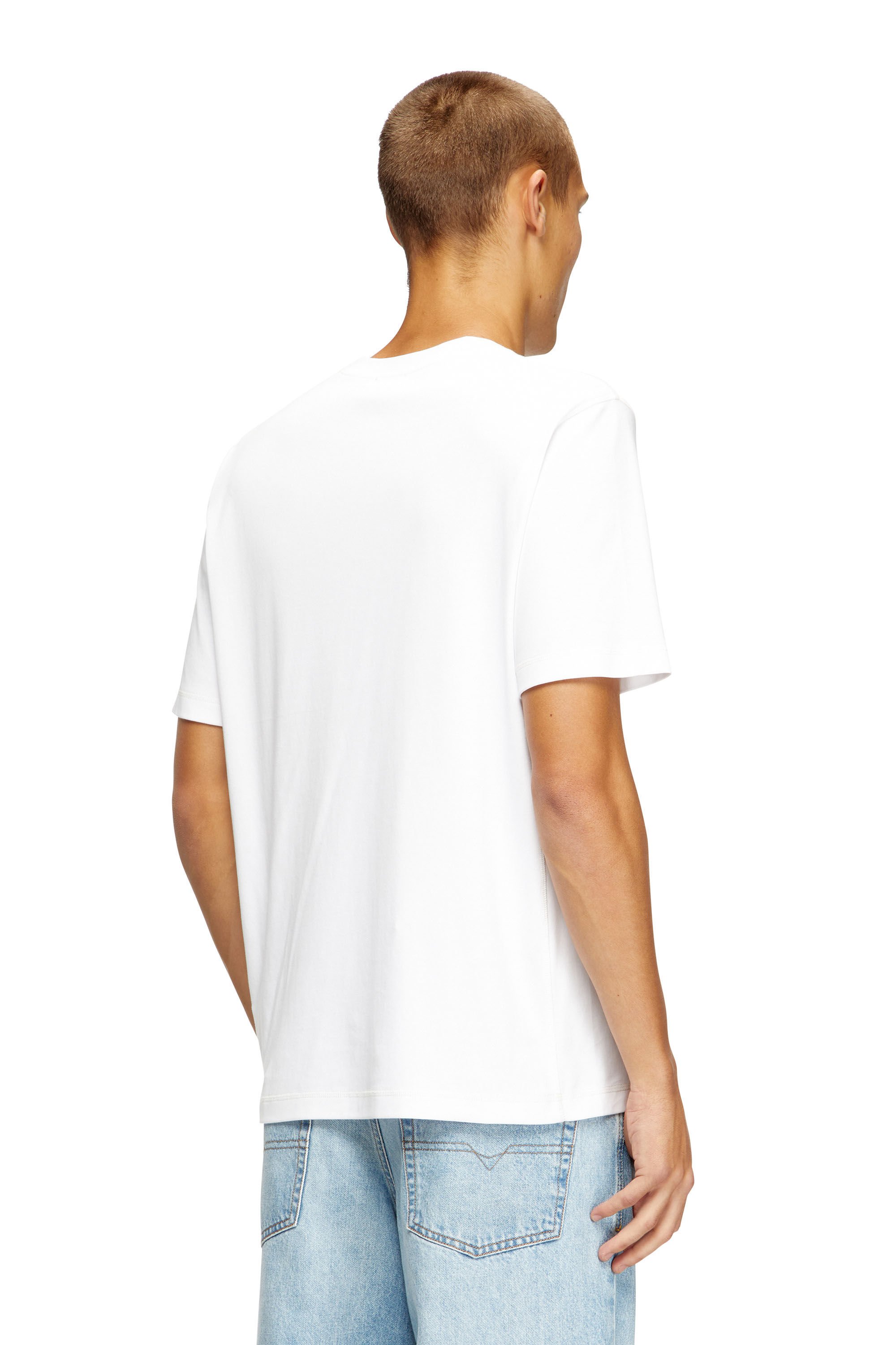 Diesel - T-MADJUST-TR, Male's Regular T-shirt with crew neck and Oval D in ホワイト - 4