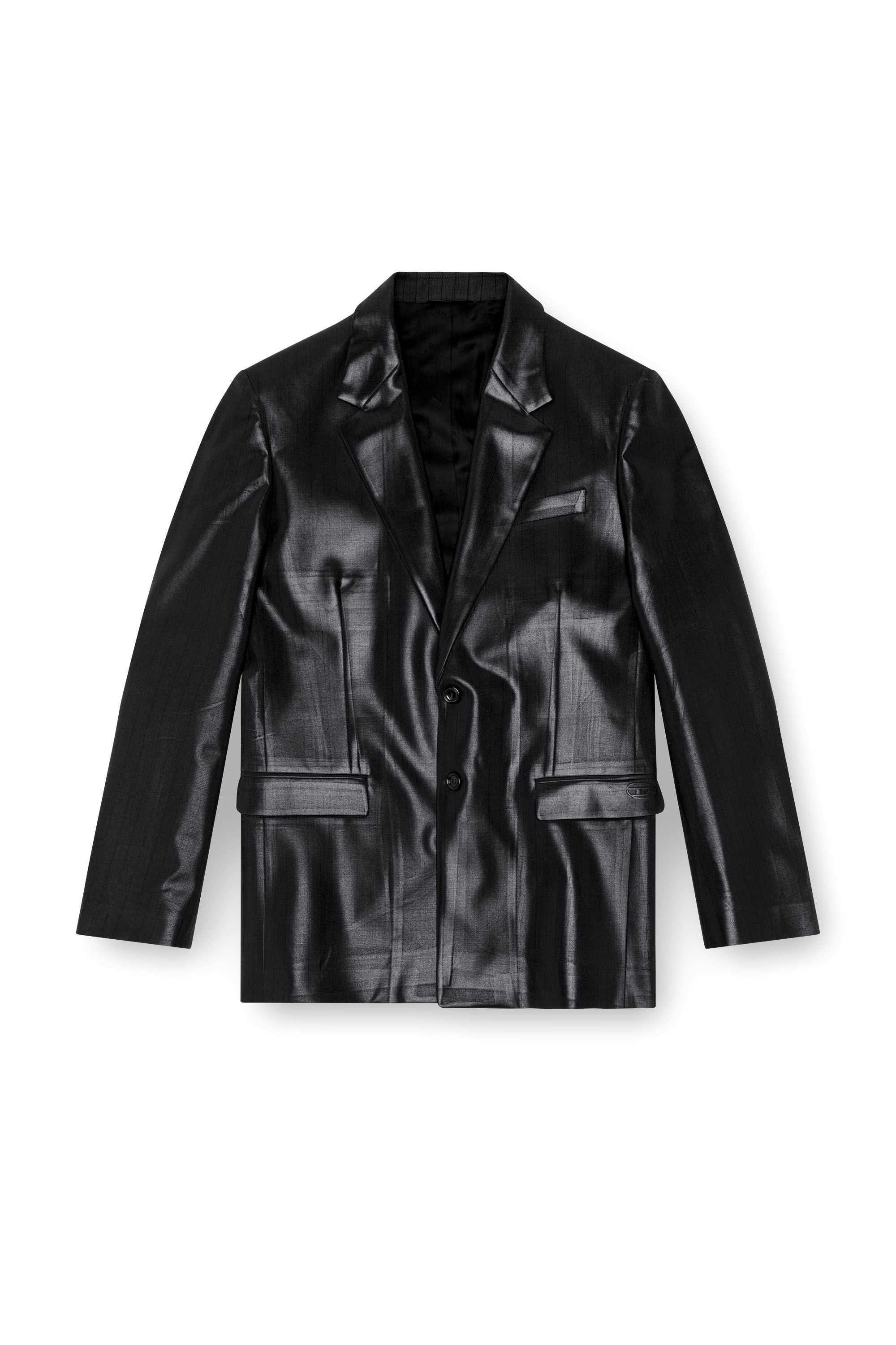Diesel - J-STANLEY, Male's Pinstripe blazer with coated front in ブラック - 2
